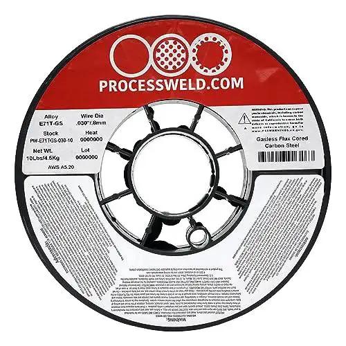 Gasless Flux Core MIG Wire For All Position Carbon Steel 0.030 Inch Diameter 10 Pound Spool labeled E71T-GS