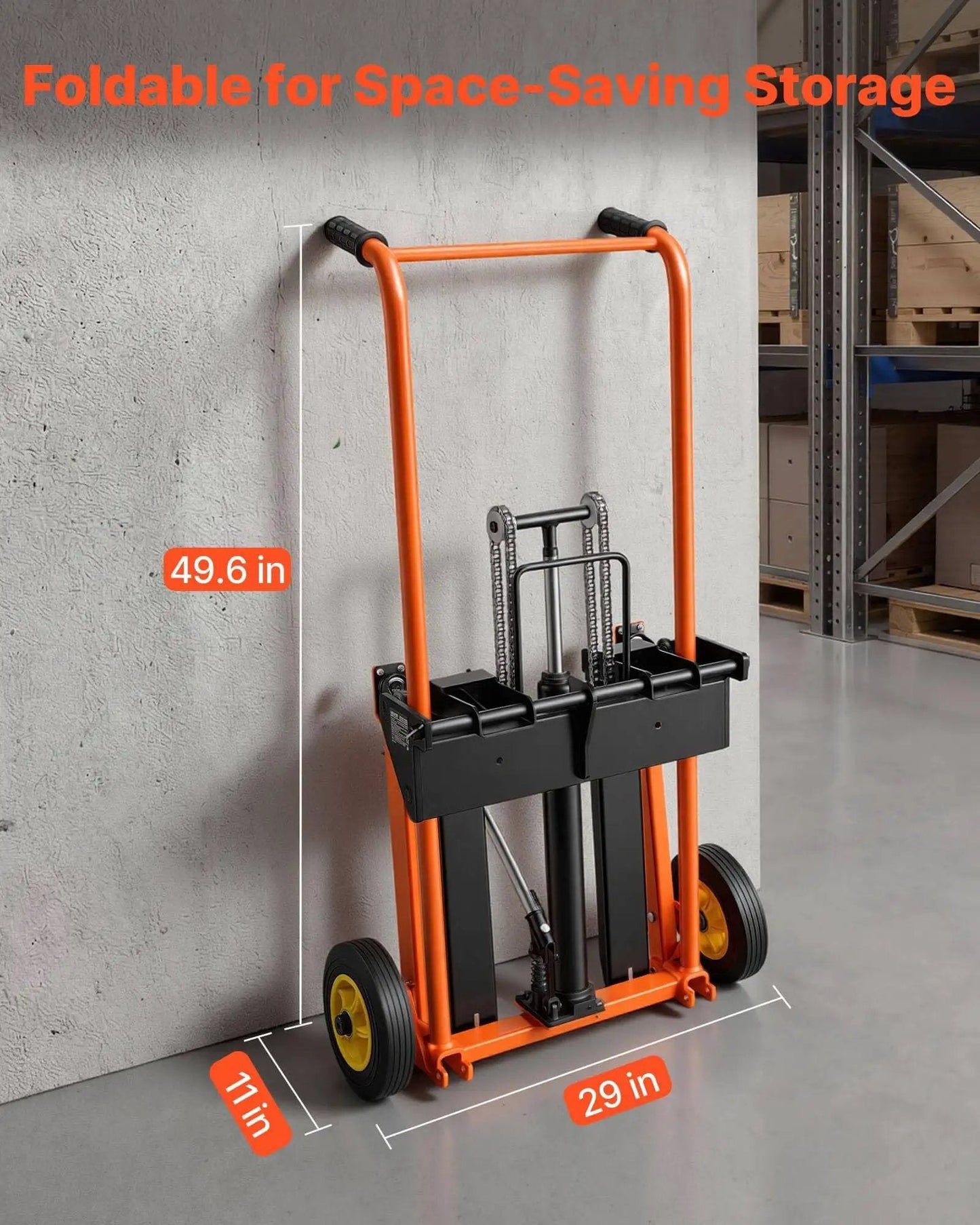 Heavy Duty Hydraulic Material Lift Stacker With 450 Lb Load Capacity And 39.4 Inch Lift Height, Foldable Pallet Truck Dolly
