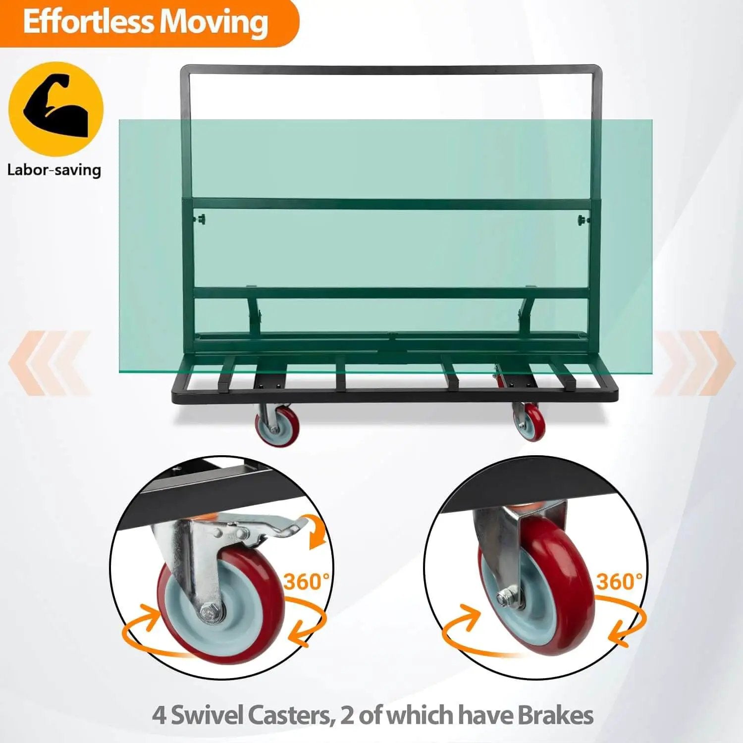 Folding Drywall Dolly With 5 Inch Swivel Casters 2000 Lbs Load Capacity Portable Panel Cart For Plywood Plasterboard And Glass Handling 44.5 By 22 By 40 Inches With Tilting Support For Safe Delivery