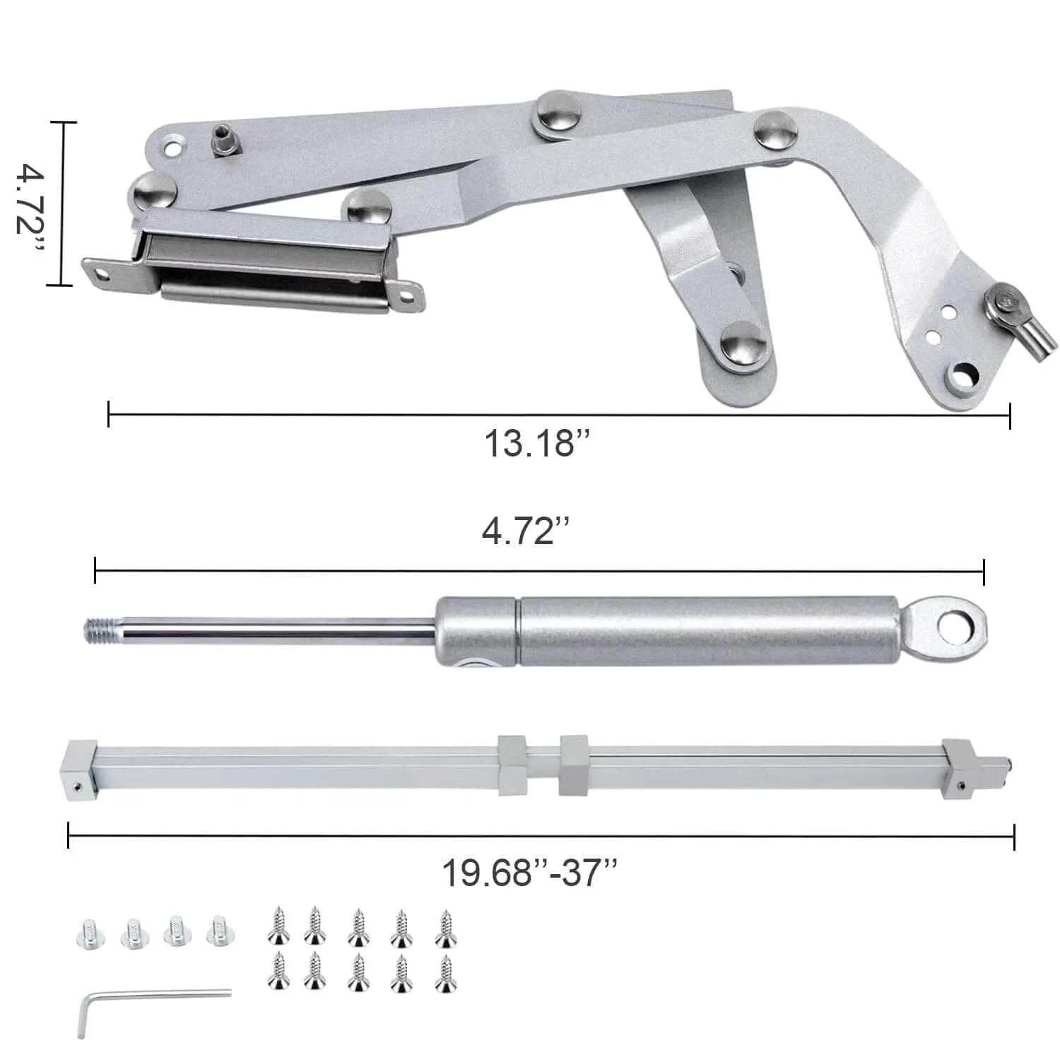 Cabinet Door Hinges, Folding Lift up Top Table Vertical Swing Lift Up Stay Pneumatic Arm Kitchen Mechanism Hinges Durable Silent with dimensions