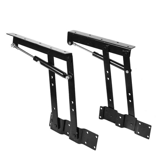 1pair Folding up Top Table Mechanism Hardware Fitting Hinge with gas hydraulic, black steel, for desks and cabinets