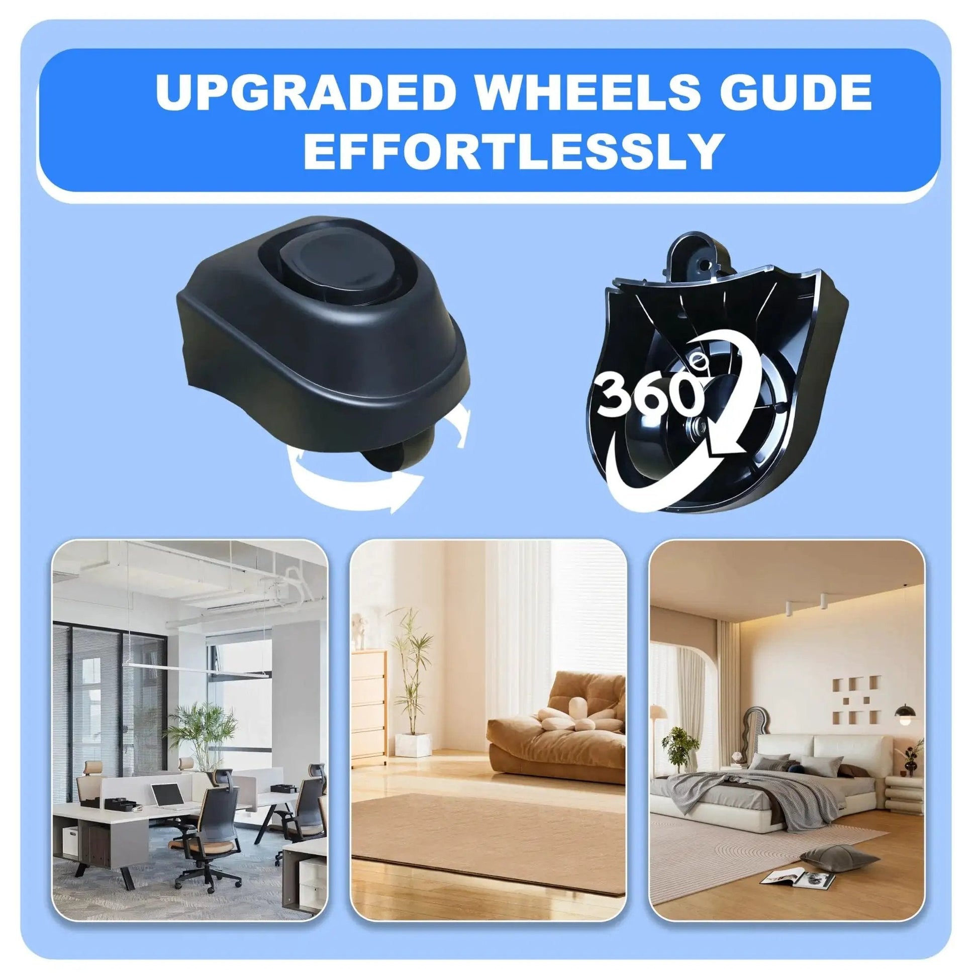 2 Pack Foot Caster And Caster Wheel Kit 12388 And 12293 for 6 Gallon And 16 Gallon Wet Dry Vacuums, showing smooth rolling bearings