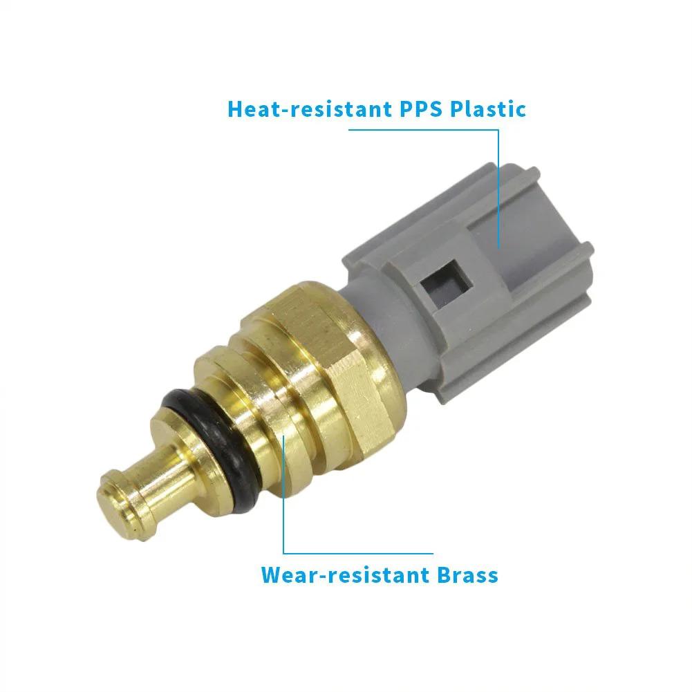 Ford Compatible Coolant Temperature Sensor Replacement XS6Z-12A648-BA 9013403 50937251 side view showing brass and plastic materials.