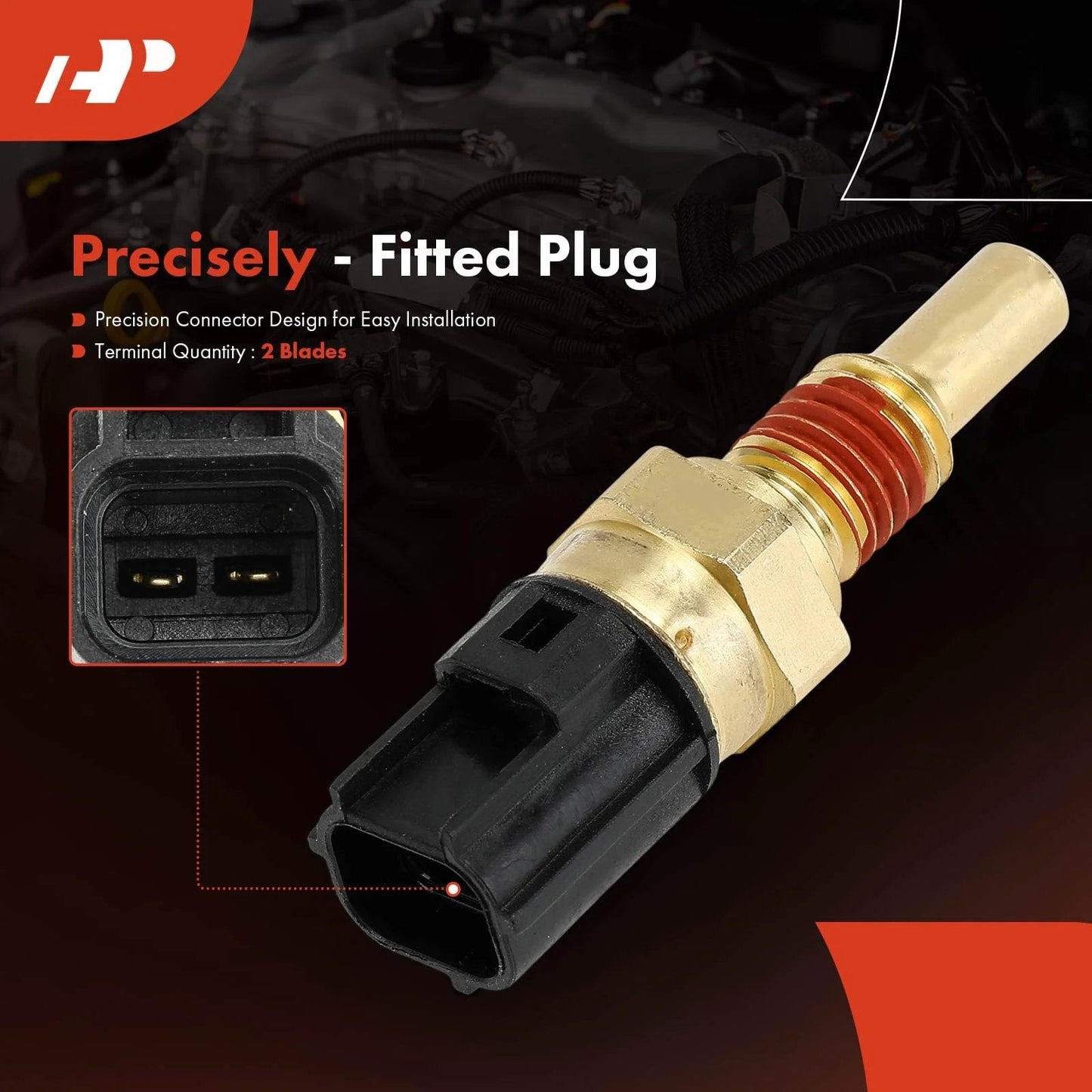 Engine Coolant Temperature Sensor Two Pins For Ford Vehicles including F150 F250 Explorer Mustang close-up view showing two-terminal design.