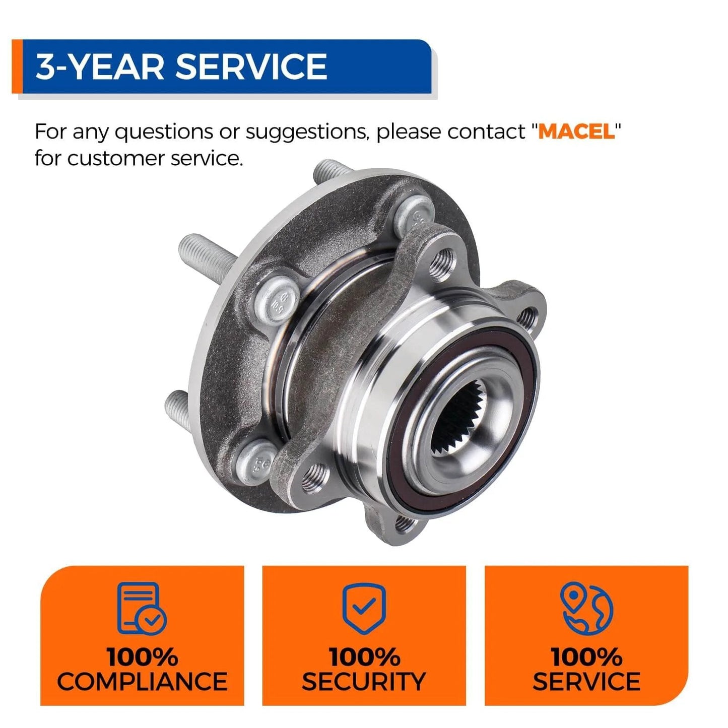 512498 Front or Rear Wheel Hub Bearing Assembly Set of 2 for Ford Fusion and Lincoln MKZ, showing 5 lug design and ABS feature