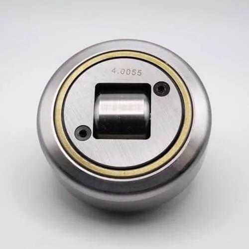 Close-up of Forklift mast guide roller MR.023 Mod-A98C-3476 replacement for ball and roller bearings 4.056, made of precision-engineered steel.