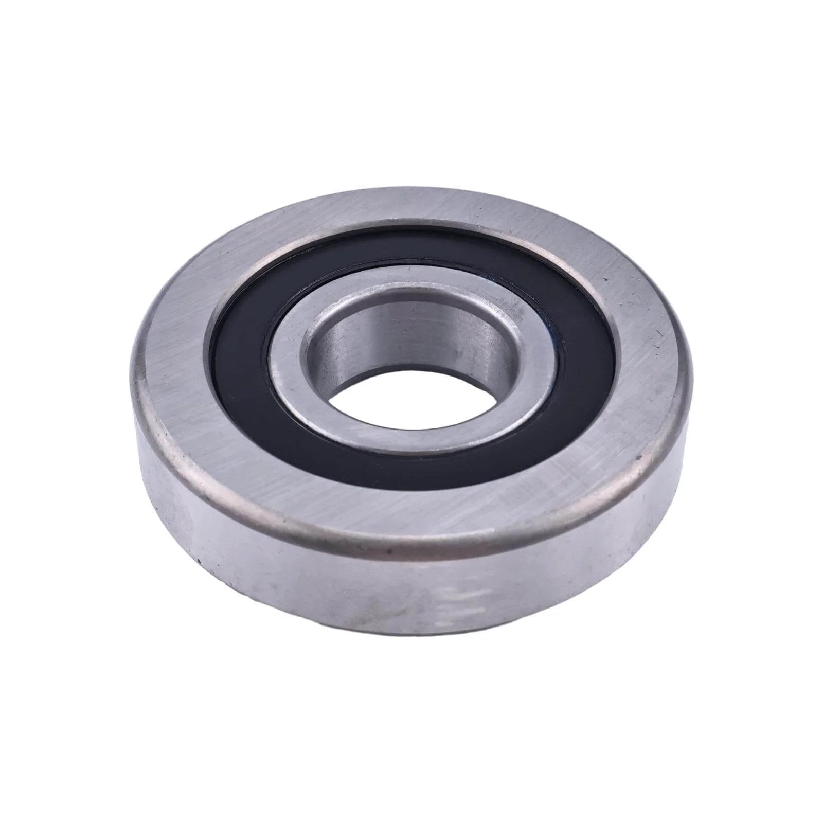Mast roller bearing 61236-16600-71 compatible with Toyota forklifts, close-up view of metal and rubber construction.