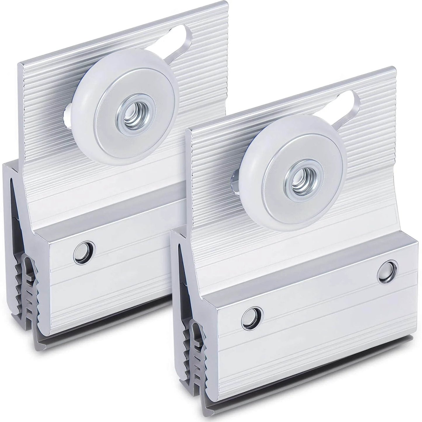 2 Pcs M 6145 Frameless Shower Door Roller Top Bracket Assembly with 3/4 in round plastic wheel, ball bearing rollers on chrome extruded aluminum brackets, adjustable design made to fit 3/16 in glass shower doors