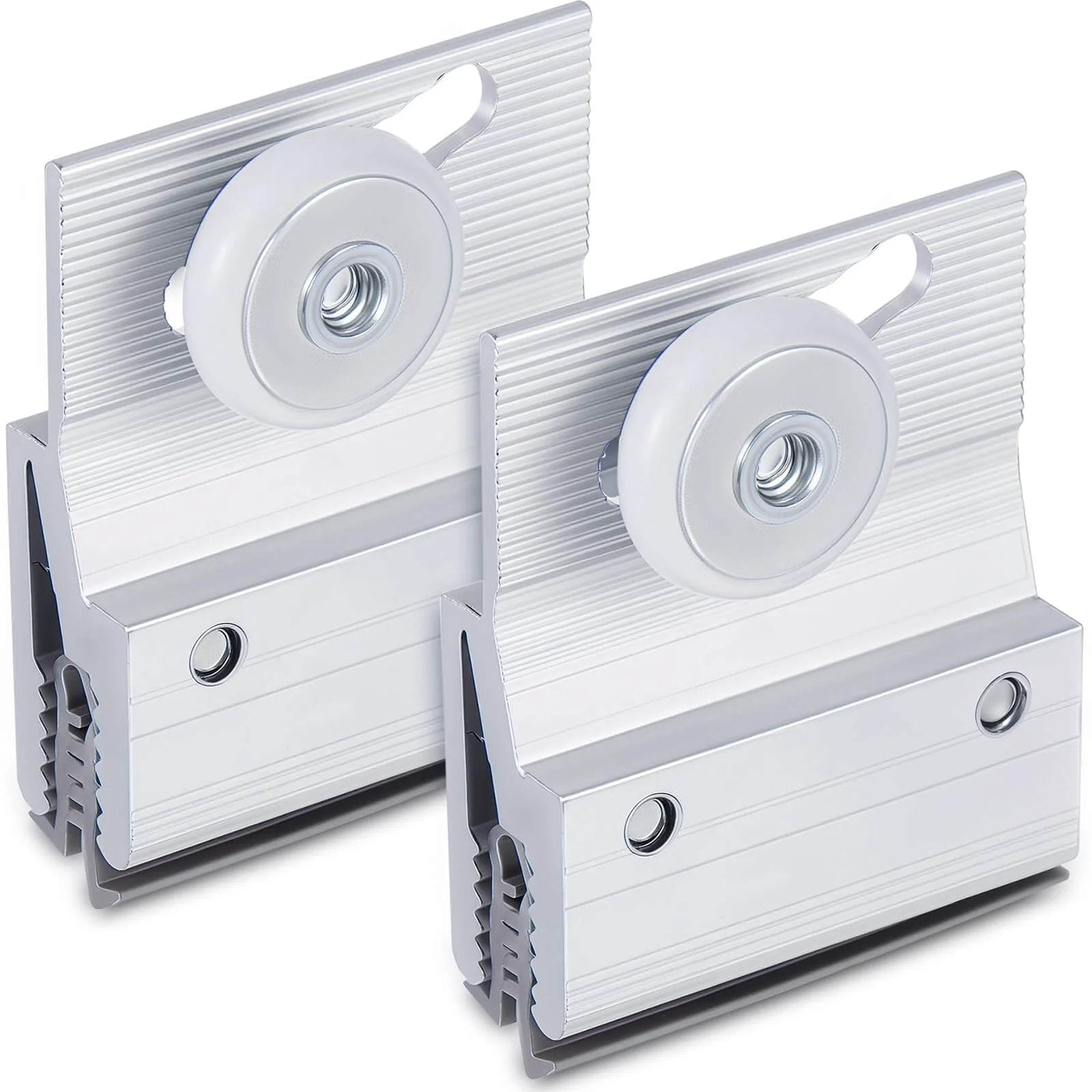 2 Pcs M 6145 Frameless Shower Door Roller Top Bracket Assembly with 3/4 in round plastic wheel, ball bearing rollers on chrome extruded aluminum brackets, adjustable design made to fit 3/16 in glass shower doors