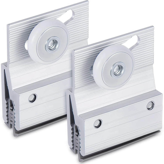 2 Pcs M 6145 Frameless Shower Door Roller Top Bracket Assembly with 3/4 in round plastic wheel, ball bearing rollers on chrome extruded aluminum brackets, adjustable design made to fit 3/16 in glass shower doors