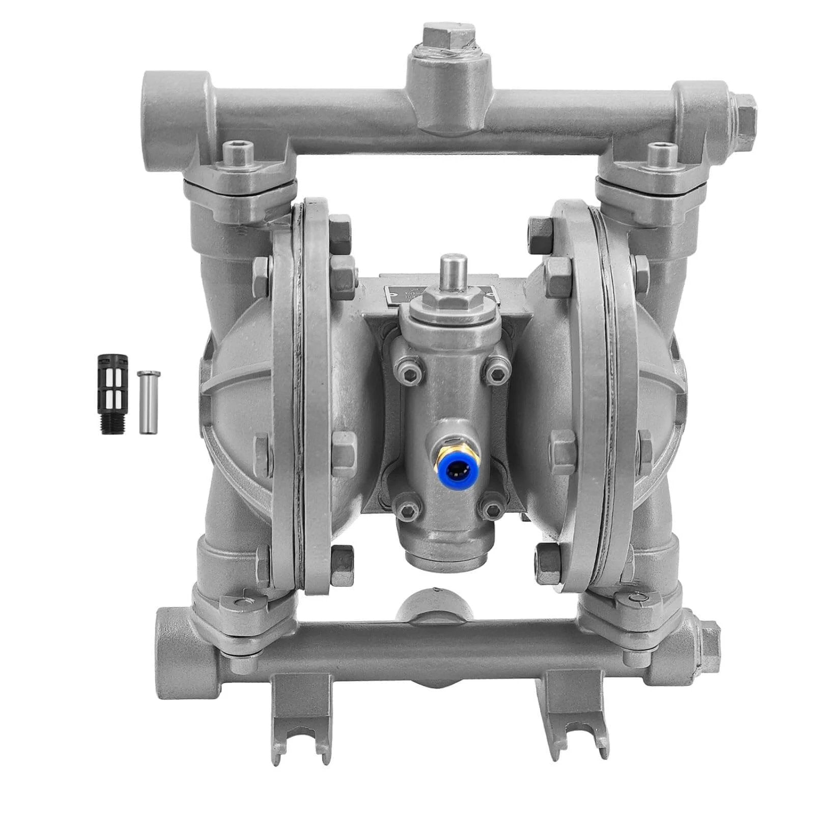 Front view of Air Operated Double Diaphragm Pump 1/2 inch Inlet/Outlet Max 115PSI Pneumatic Waste Oil Transfer Pump 16 GPM/60 LPM Replace#DP34-001