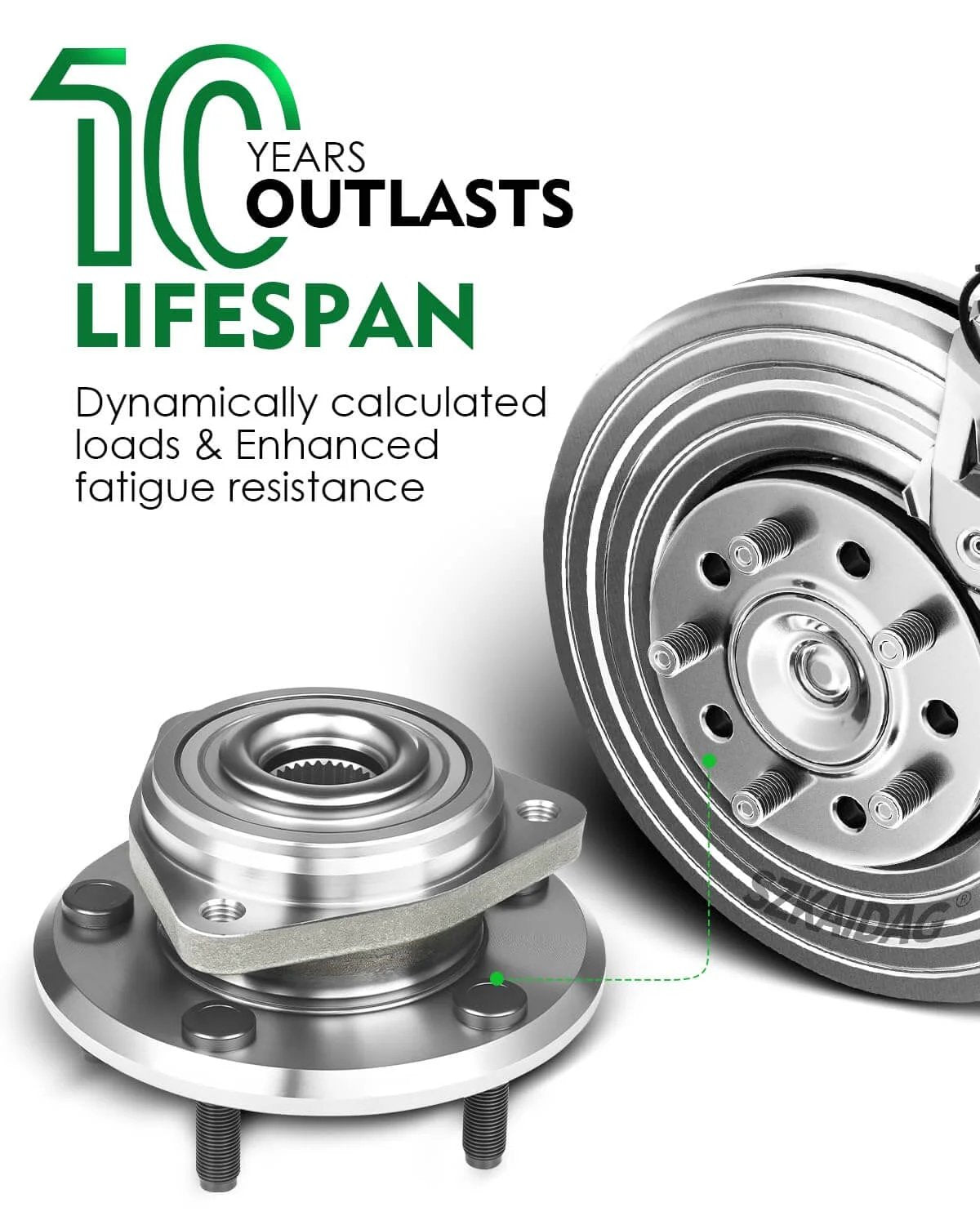 Set of 2 Front Wheel Bearing and Hub Assembly with ABS for Jeep Wrangler 2011 to 2018 JK showing detailed hub design