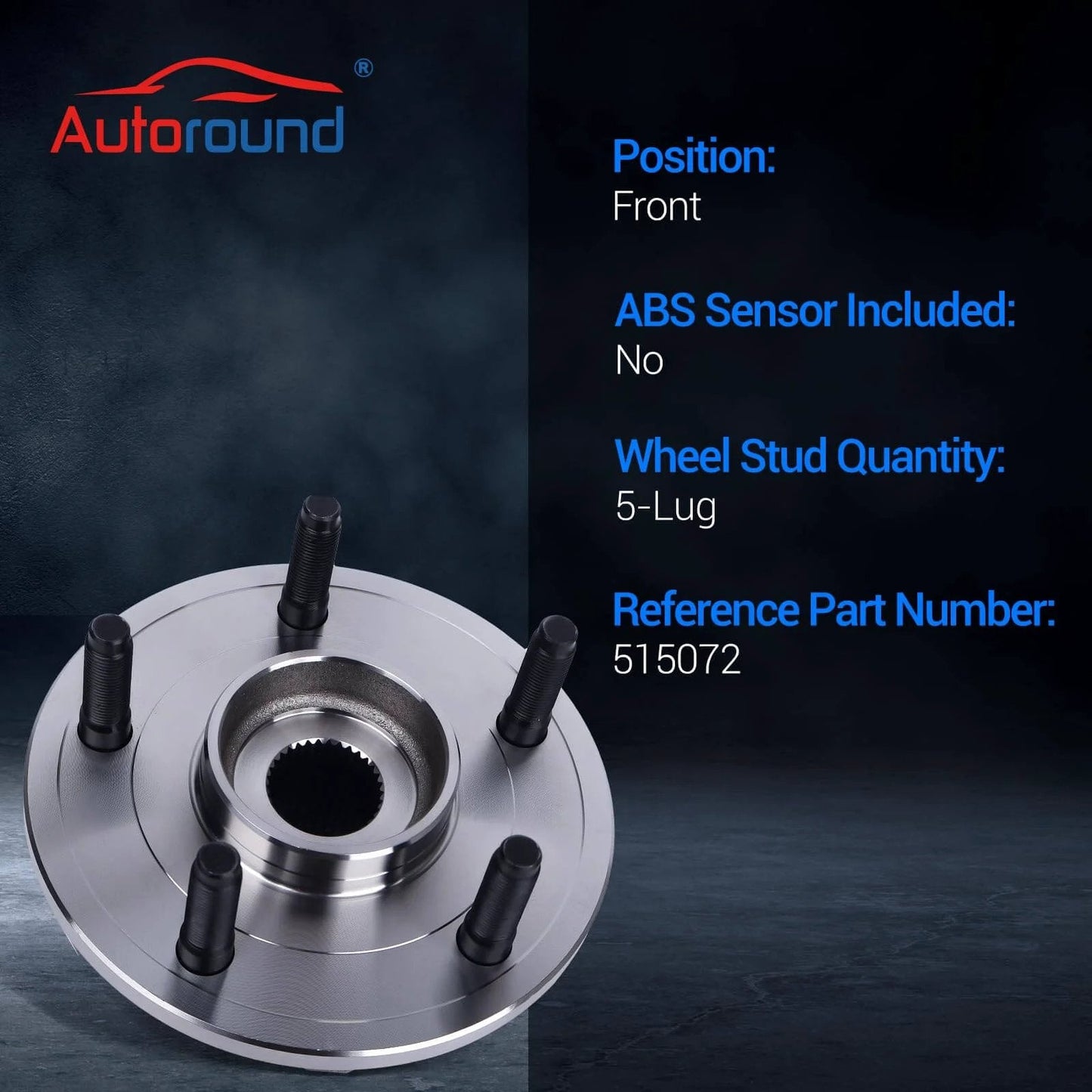 515072 Front Wheel Hub and Bearing Assembly for Dodge Ram 1500 2002 to 2008, Non ABS 5 Lug OE Replacement Hub for Front Position