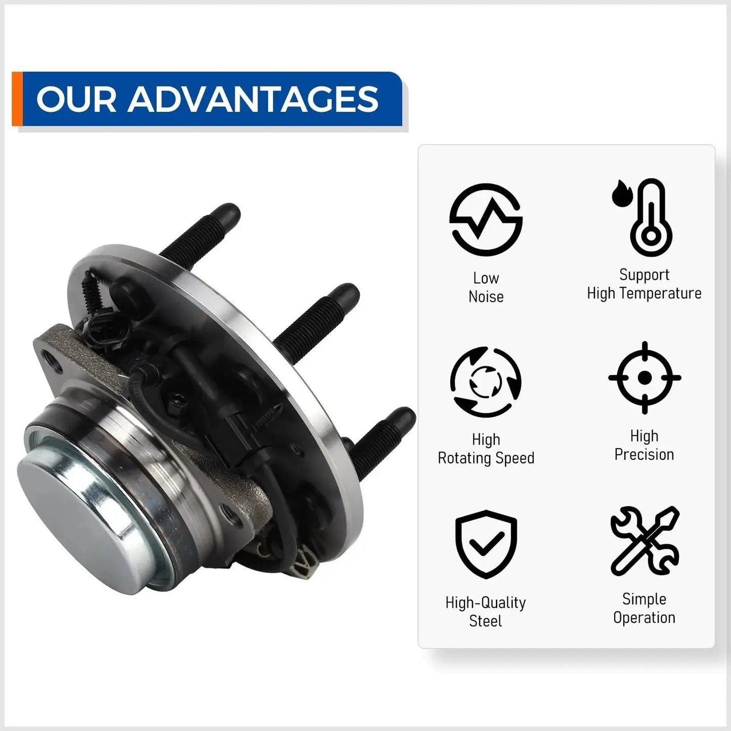 2-Pack Front Wheel Bearing Hub Assembly 6-Lug With ABS For 00-06 Chevy Tahoe, features high precision and heat resistance