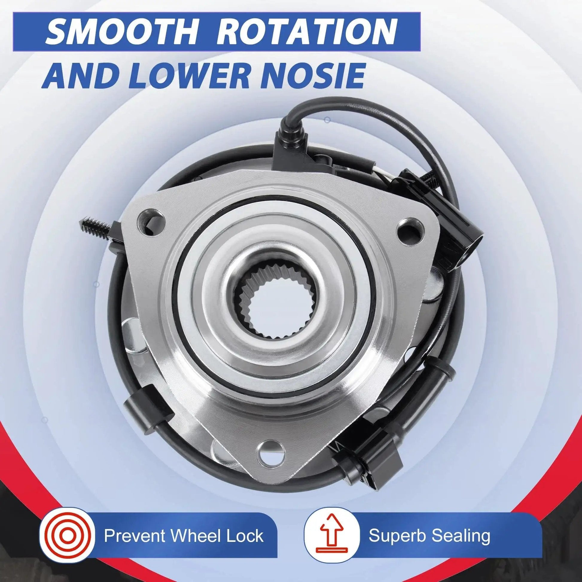 Front Wheel Hub Bearing Assembly For GMC Envoy Trailblazer 2002 To 2009 With ABS 6 Lug Pattern By Everestway, shown front view
