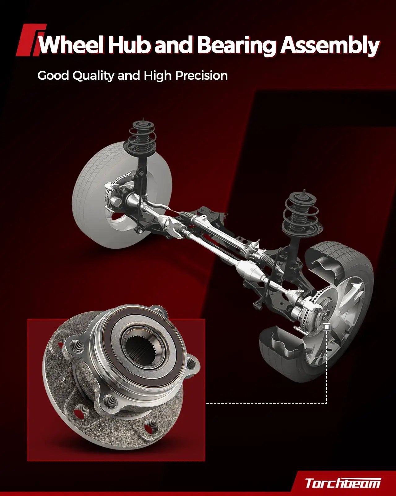 Front Wheel Bearing And Hub Assembly 513409 Fits 2016 2020 Kia Sorento FWD And AWD Front 2015 2018 Hyundai Santa Fe Sport Front 2015 2018 Hyundai Santa Fe Front 2019 Hyundai Santa Fe XL Front shown with vehicle suspension diagram.
