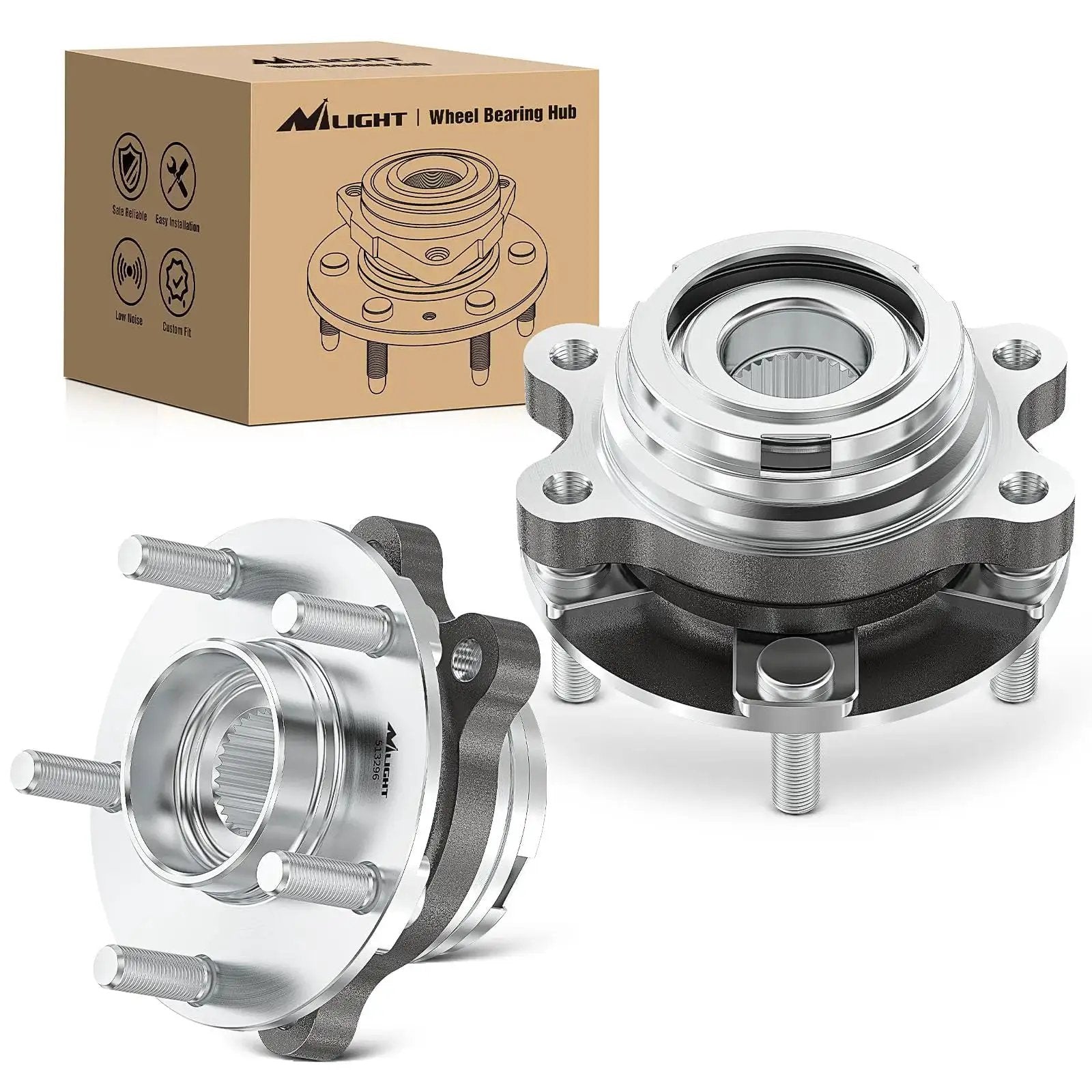 Front view of Front Wheel Hub Bearing Assembly Compatible With Nissan Altima Murano Maxima Pathfinder Infiniti QX60 JX35 QX50 32 Tooth Spline OE 513296 Replacement Part For Smooth Steering And Quiet Ride.