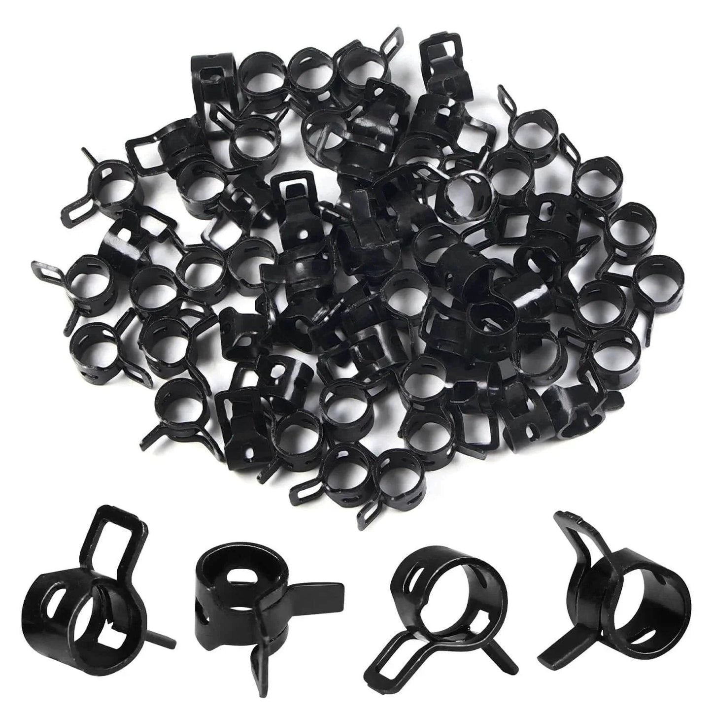 Sixty Pieces 8mm ID Spring Band Hose Clamps Pack For Five Sixteenth Inch ID Fuel Line Clamp Low Pressure Air Hose Clamp Water Pipe Air Tube Silicone Vacuum Hose Durable Dacromet Coated Spring Steel 65MN