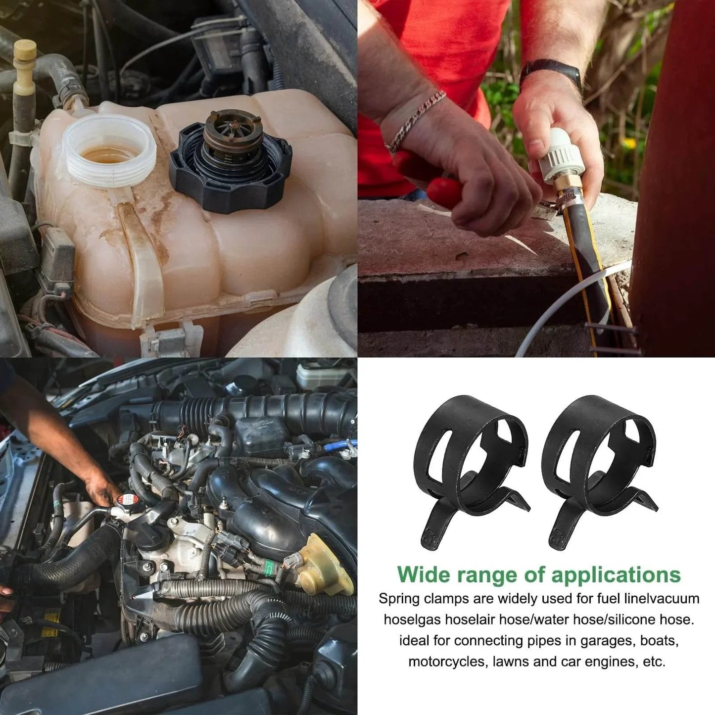 10 Pcs Fuel Line Clamps Spring Band Hose Clamps Half Inch 20mm Silicone Air Tube Vacuum Hose Water Pipe Low Pressure Assortment Kit Black Zinc Plated For Automotive Fuel Lines Water Systems Air Hoses Vacuum Pipes And Silicone Hoses.