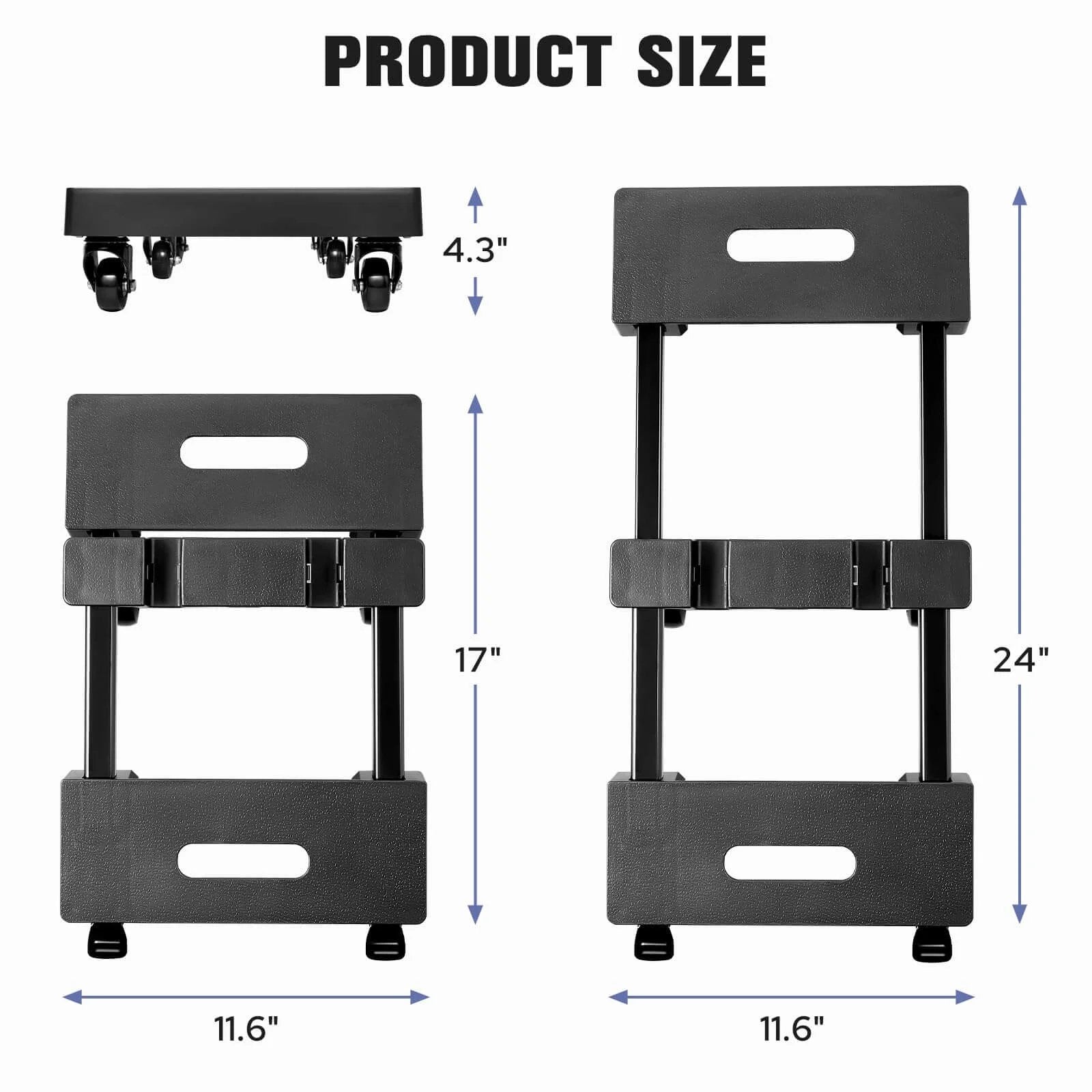 ✝️ Furniture Dolly with 6 Swivel Casters, Expandable Moving Dolly, 24in-12in Furniture Movers with Wheels, Flat Dollies Brake Wheels, Max 800LBS Capacity, 1 Pack, showing dimensions and expansion range