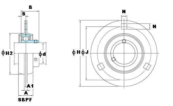 FYH Bearing SBPF201 12mm Stamped steel round three bolt Flanged Mounted Bearing
