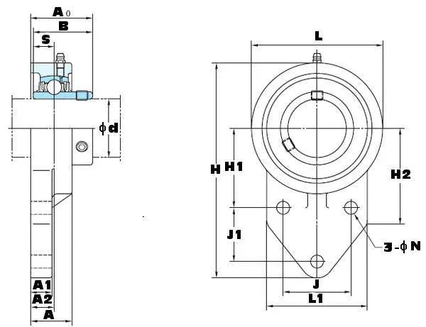 FYH Bearing UCFB204-12 3/4 Three bolt Flanged Mounted Bearing