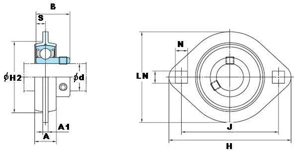 FYH SBPFL202-10 5/8 Stamped oval 2-Bolt Flanged Mounted Bearing
