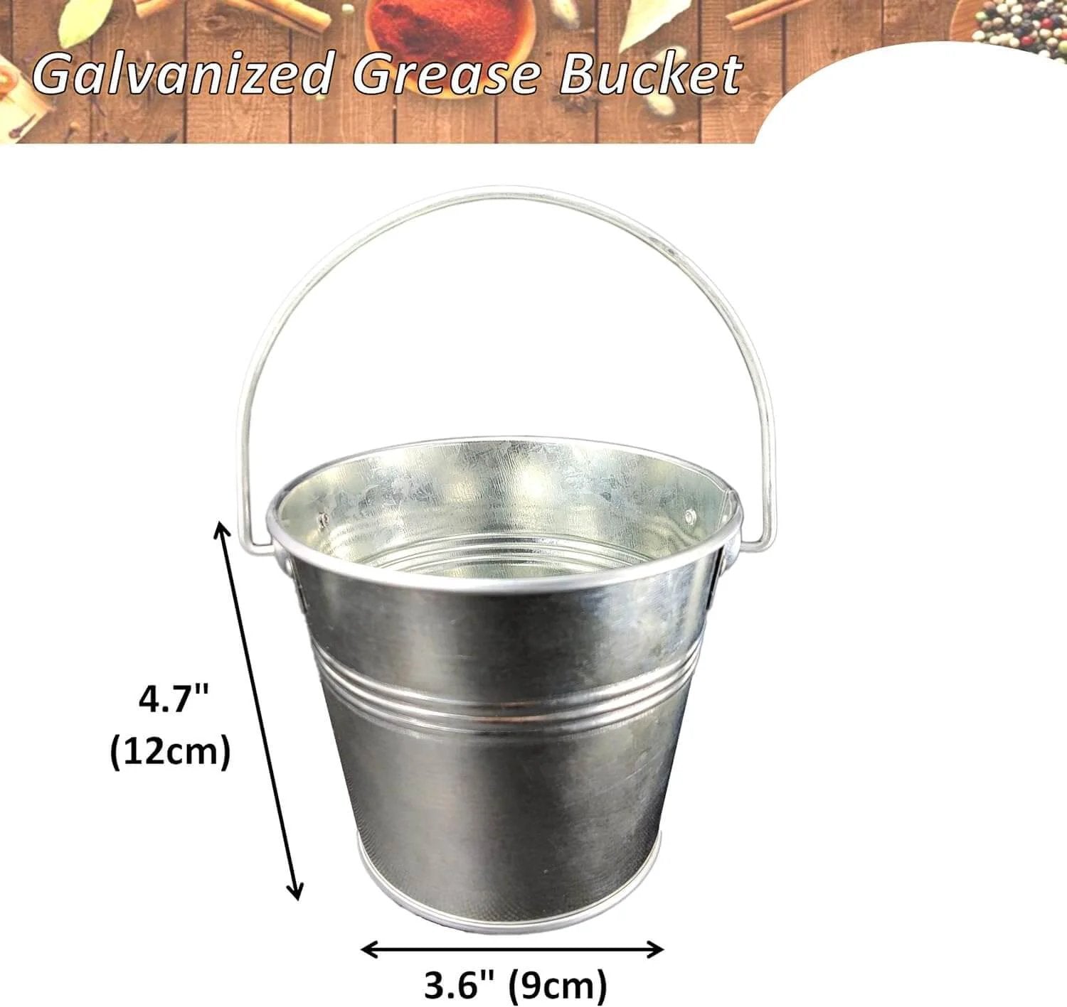 Pellet Grill Grease Bucket with 12pcs Drip Liners Fit for Camp Chef/Traeger/Pit Boss/Z Grills Wood Pellet Grill, size 4.7x3.6 inches.