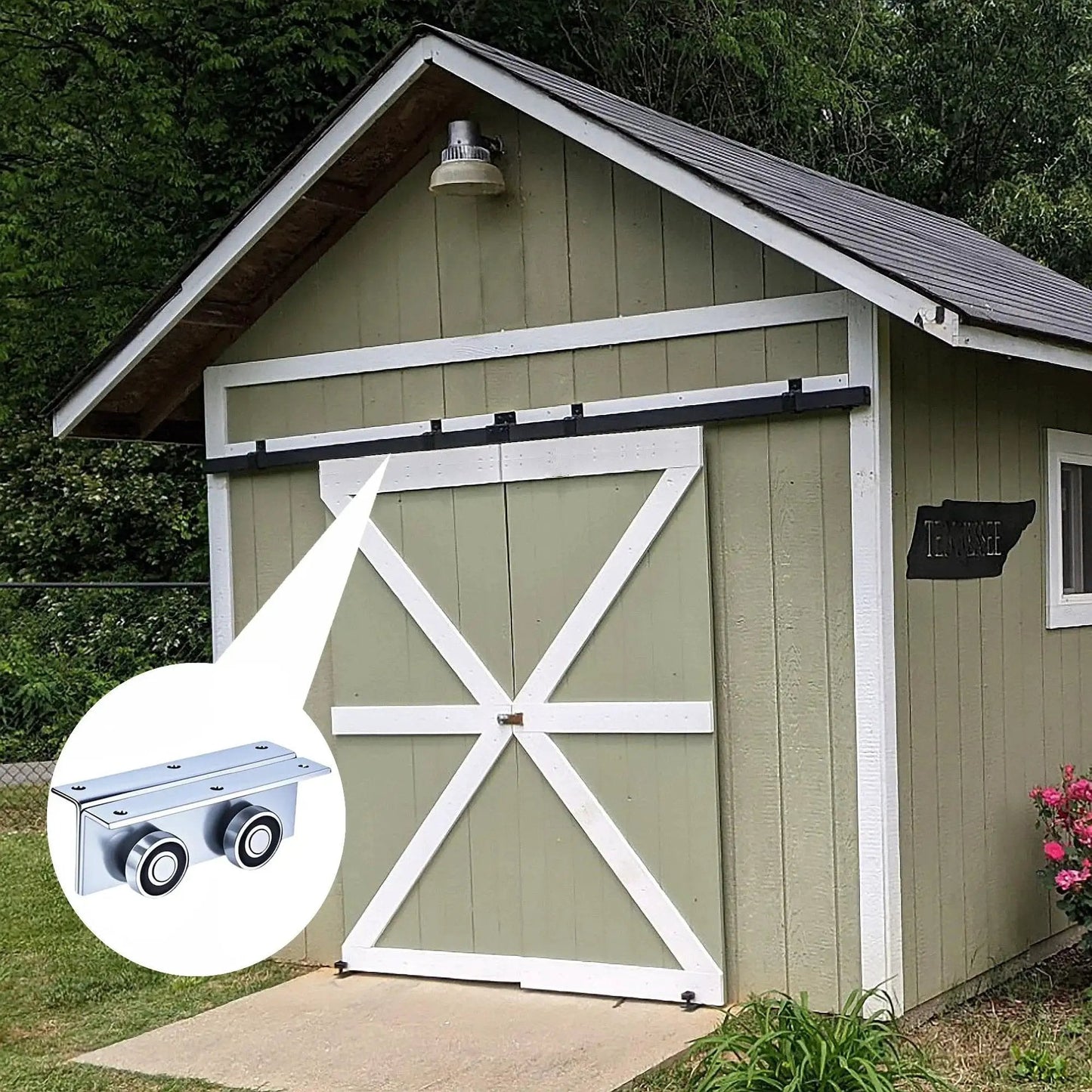 Installed 4 Wheel Heavy Duty Trolley Assembly For Barn Doors Or Shed Sliding Doors, Compatible With 1-5/8 Inch Wide Strut Channel