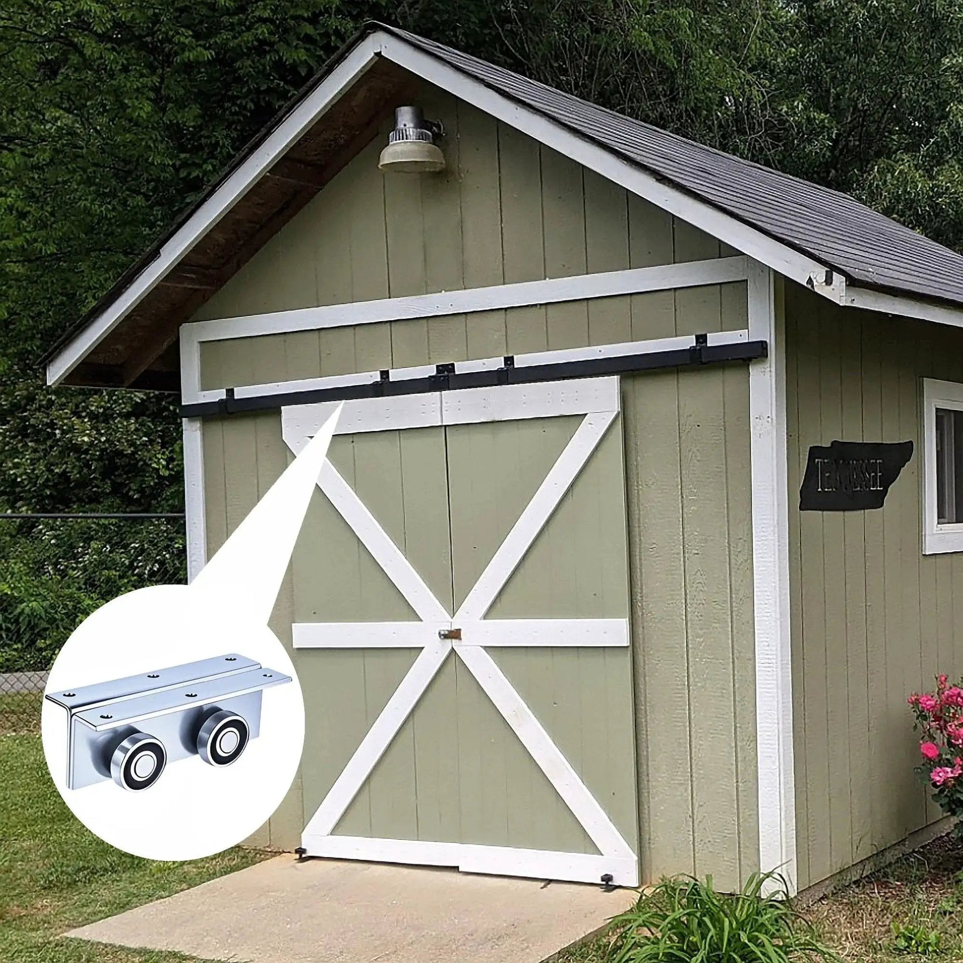 Installed 4 Wheel Heavy Duty Trolley Assembly For Barn Doors Or Shed Sliding Doors, Compatible With 1-5/8 Inch Wide Strut Channel