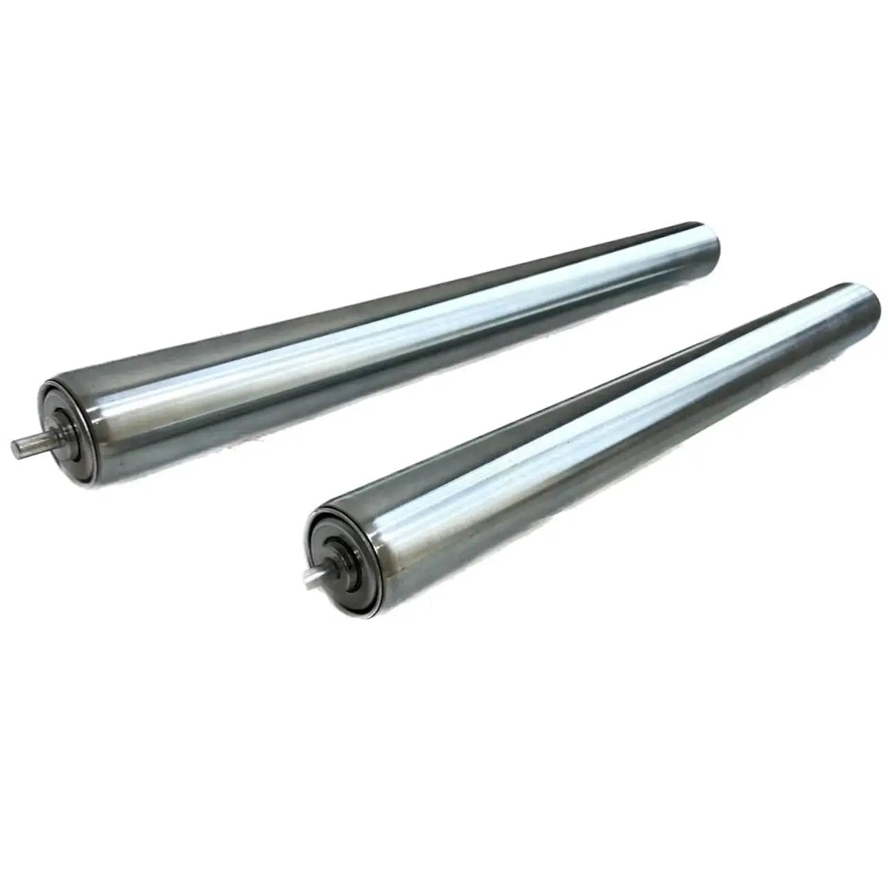 Set Of 2 Heavy Duty Galvanized Steel Conveyor Rollers For Roller Conveyor Systems 16 Inch Between Frame Length One And A Half Inch Diameter