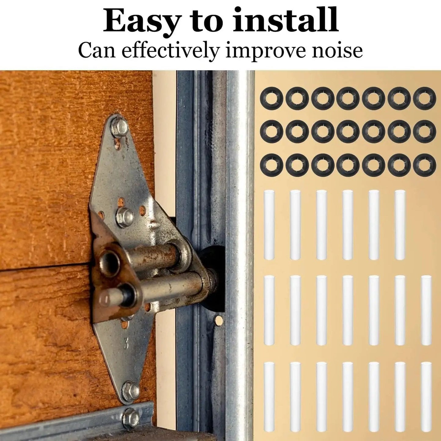 80mm Length Garage Door Hinge Quiet Roller Sleeves Kit with 20 sets rollers, shafts, nuts, bearings, gaskets for cars and RVs