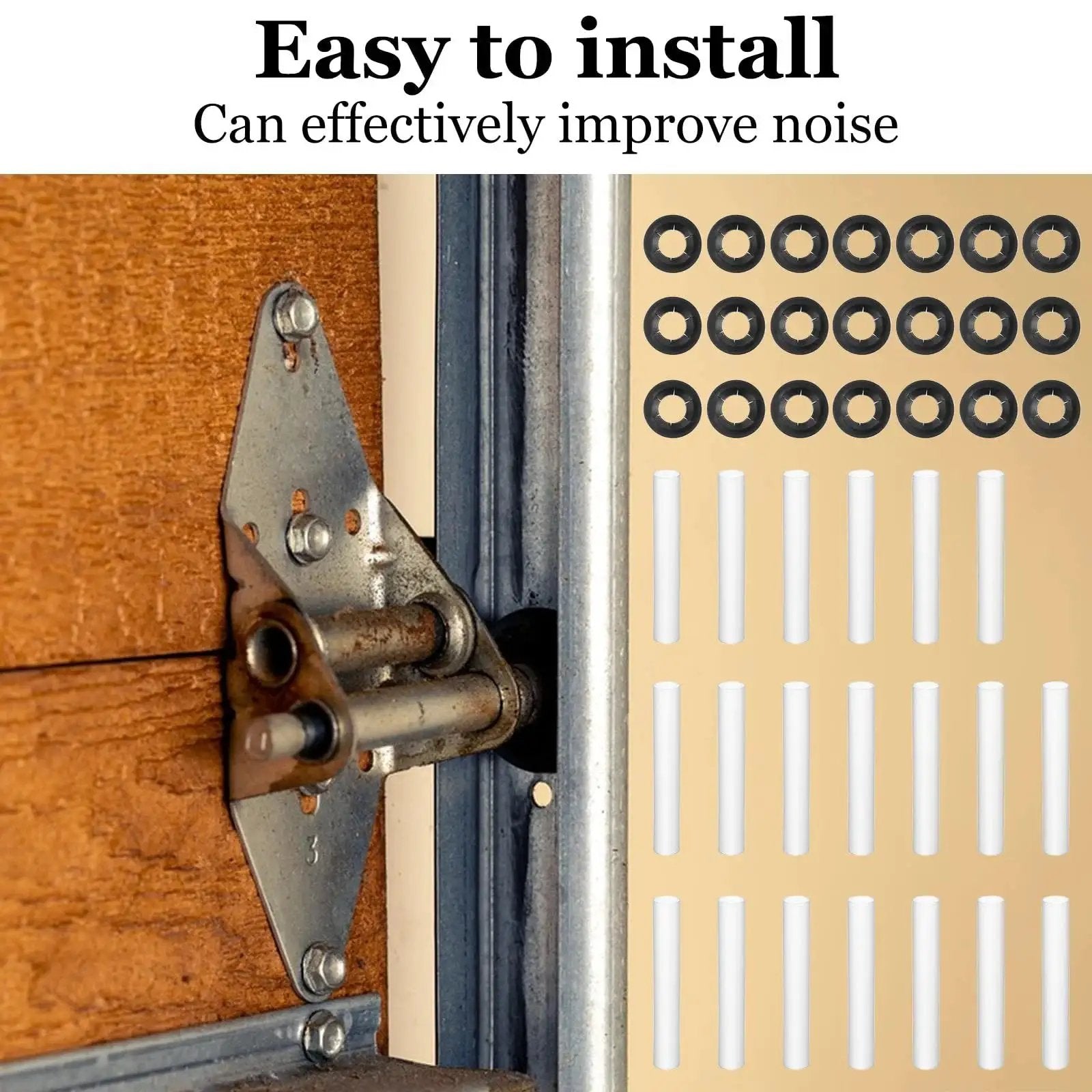 80mm Length Garage Door Hinge Quiet Roller Sleeves Kit with 20 sets rollers, shafts, nuts, bearings, gaskets for cars and RVs