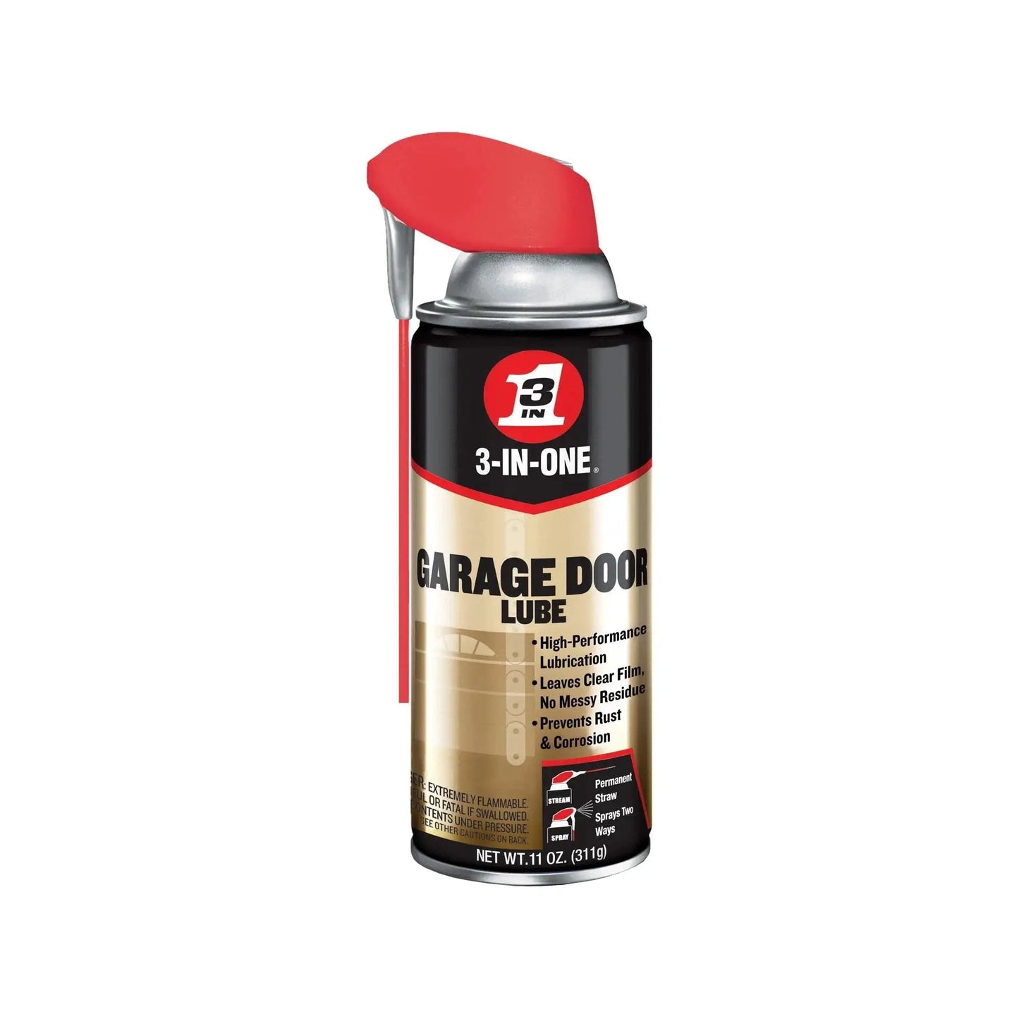 Garage Door Lubricant With Adjustable Spray For Wide Or Narrow Application 11 Oz Quick Drying Non Sticky Formula Protects Metal Moving Parts