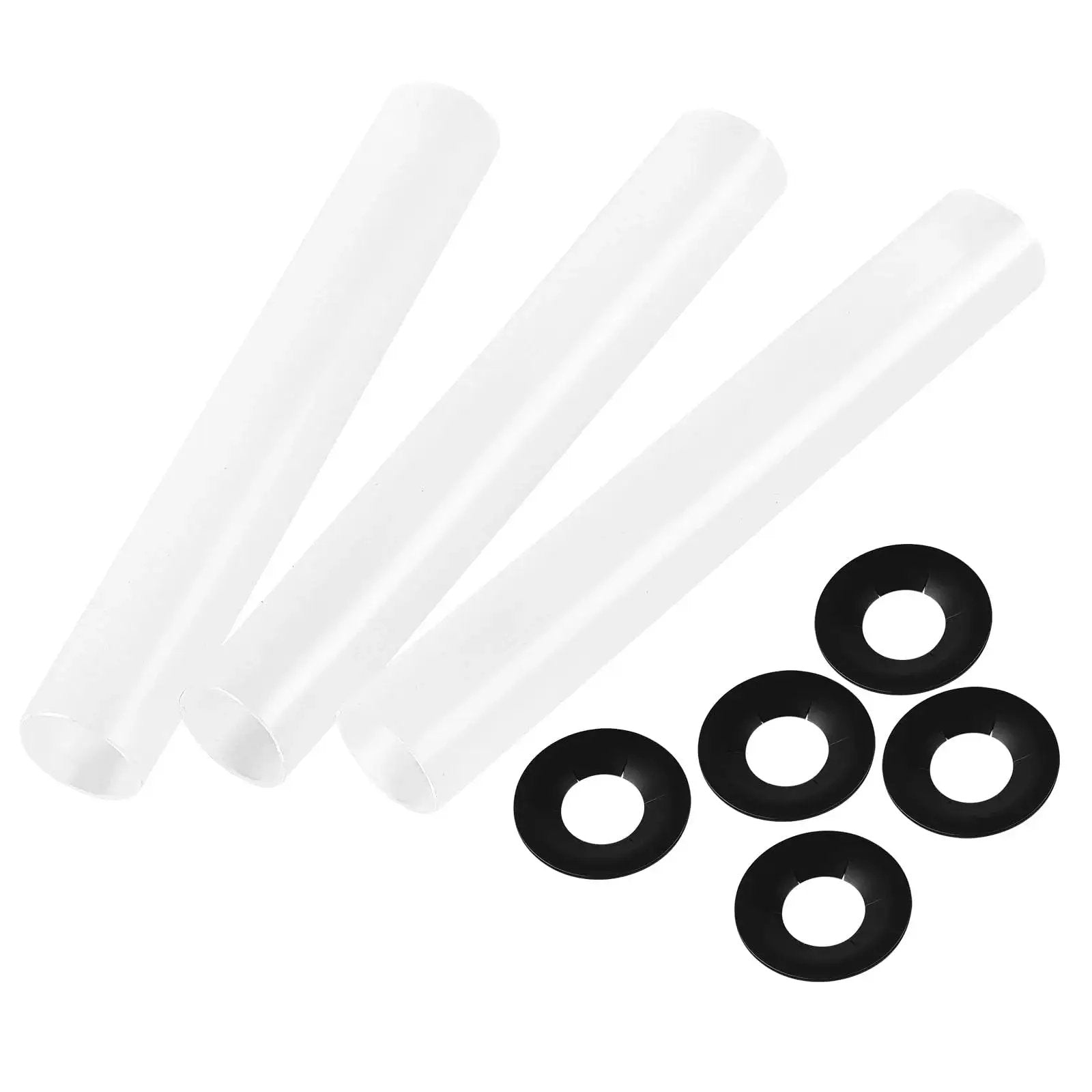 60 Sets 11mm ID 80mm Length Garage Door Roller Sleeves and Shaft Gaskets Replacement Kit, showing white sleeves and black gaskets.
