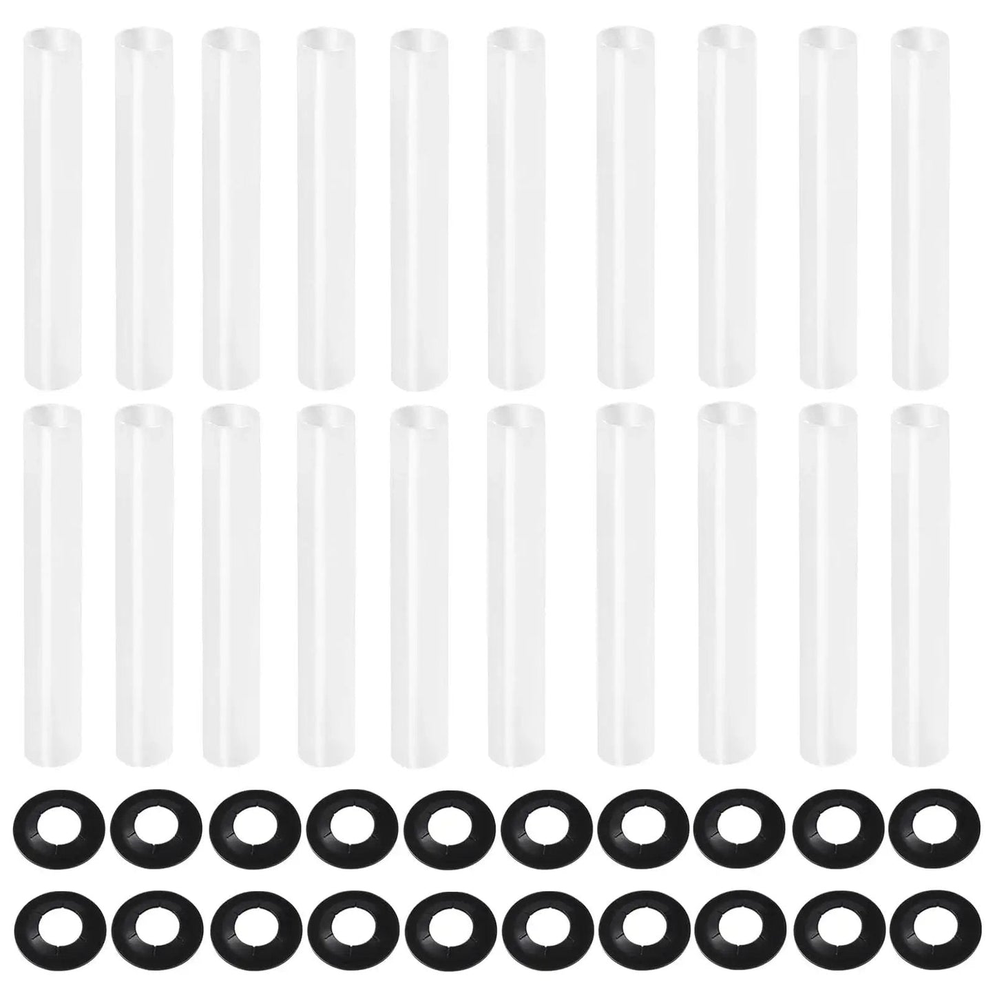 60 Sets 11mm ID 80mm Length Garage Door Roller Sleeves And Shaft Gaskets Replacement Kit arranged in rows
