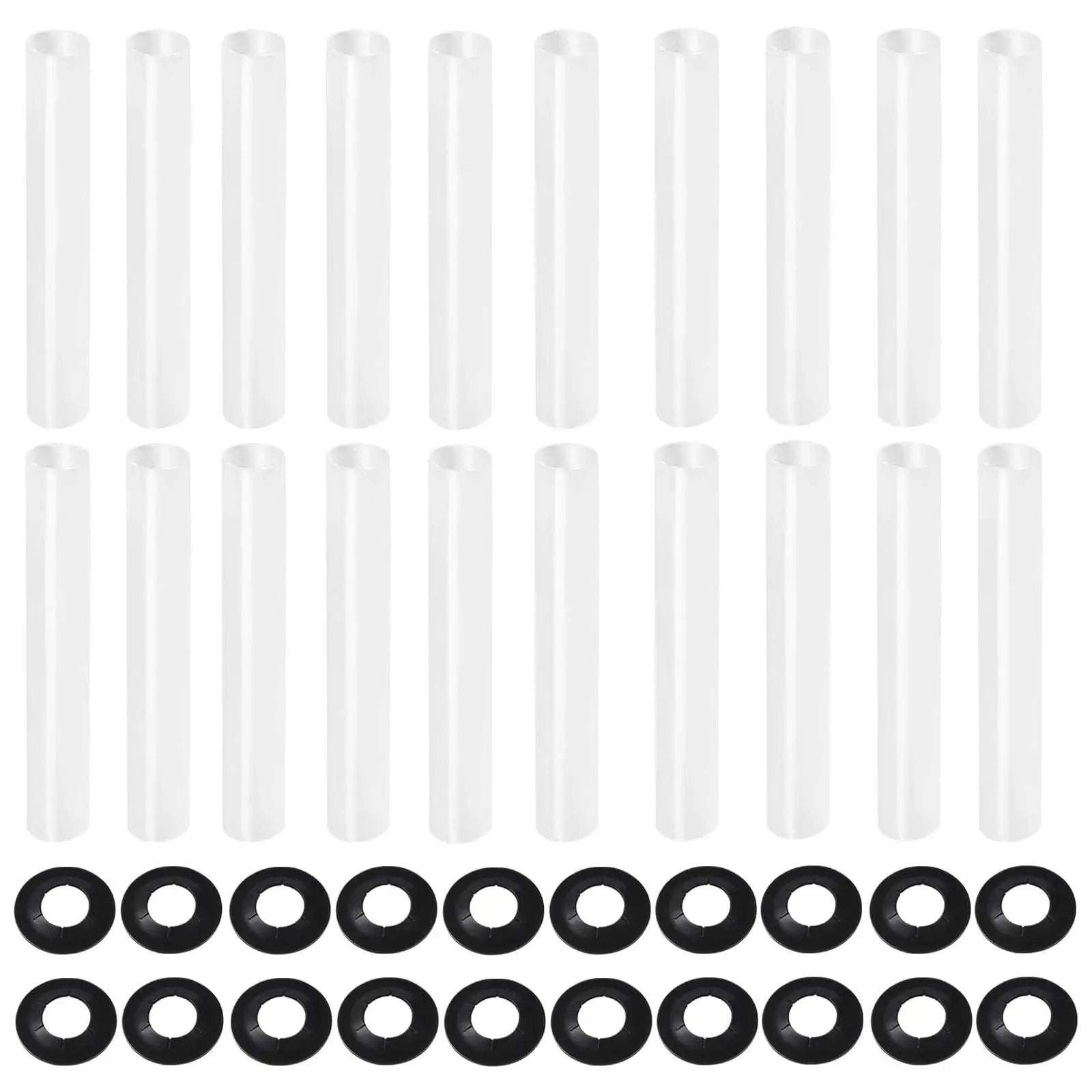 60 Sets 11mm ID 80mm Length Garage Door Roller Sleeves And Shaft Gaskets Replacement Kit arranged in rows