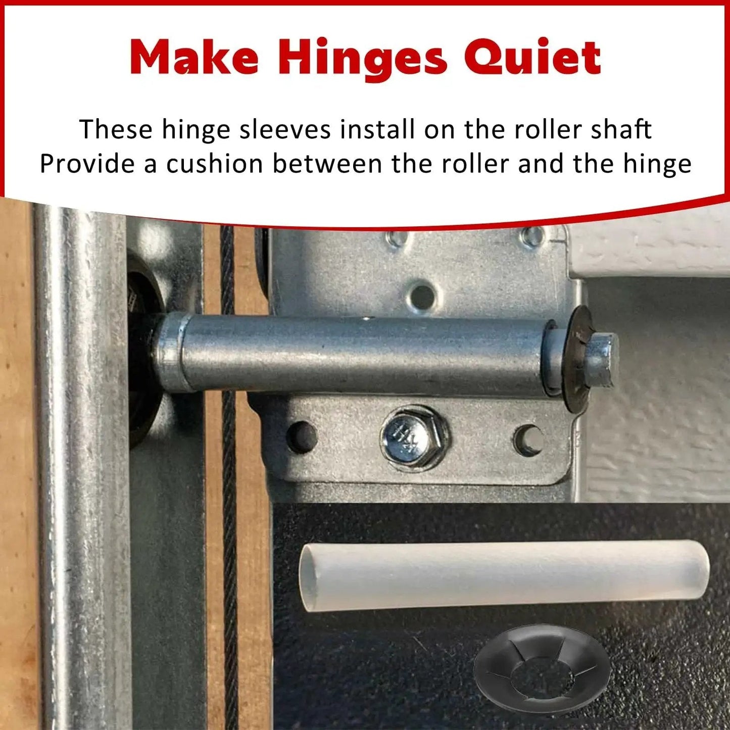 Garage Door Roller Sleeves Set 11mm Inner Diameter 80mm Length Quiet Operation for hinges with metal roller and plastic sleeve