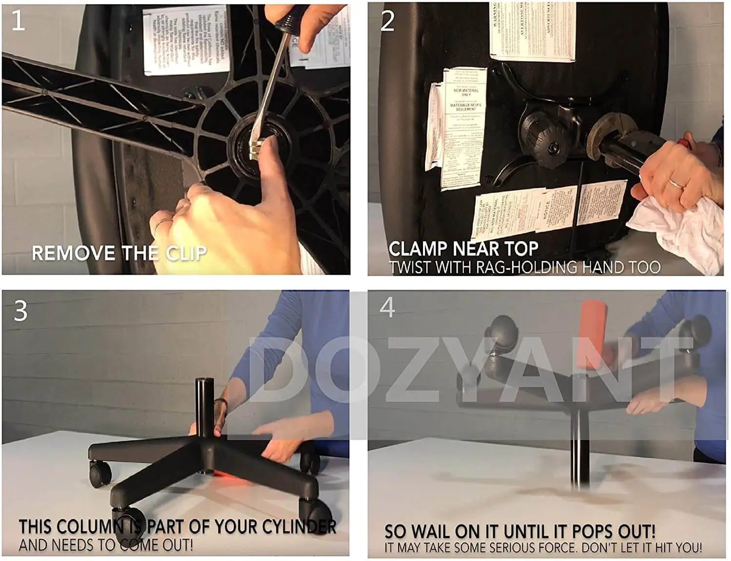 Installation guide for Heavy Duty 450 Lb Gas Lift Cylinder Replacement For Office Chairs Universal Fit Class 4 Hydraulic Piston