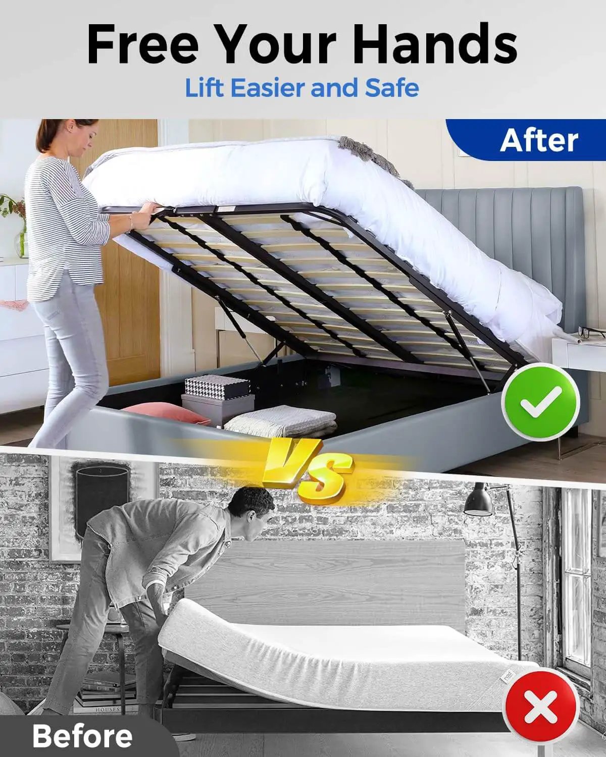 15 Inch 100 Lb Gas Struts With Brackets 2 Pack For RV Beds Hatches And Storage Lids Heavy Duty Hydraulic Lift Supports on bed