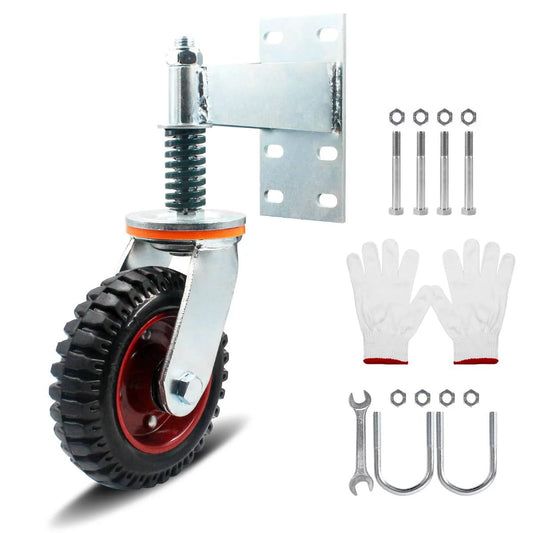 6 Inch Gate Caster With 360 Degree Rotation Spring Loaded Heavy Duty Fence Gate Wheels For Metal Tubes Includes Screws And Screwdriver Reinforced Ball Bearings For Smooth Movement On Grass Mud Gravel And Concrete