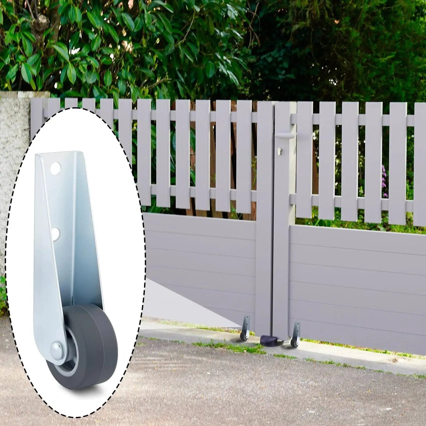Gate Caster Wheel Replacement 1.6 Inch Rubber Rolling Swivel Casters Non Slip Pulley Directional Wheel for garden gate