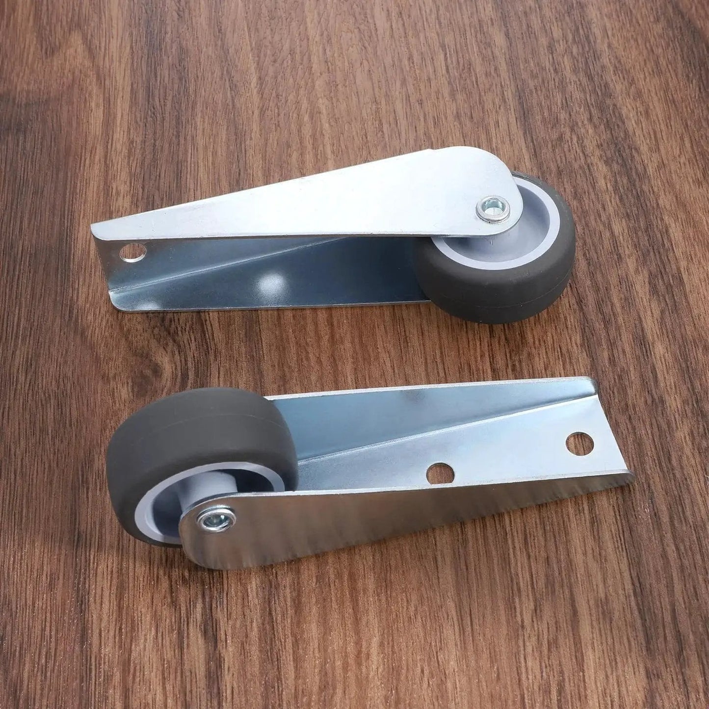 Gate Caster Wheels Replacement Set With Sinking Door Bottom Pulley, rubber rolling swivel casters on wooden surface