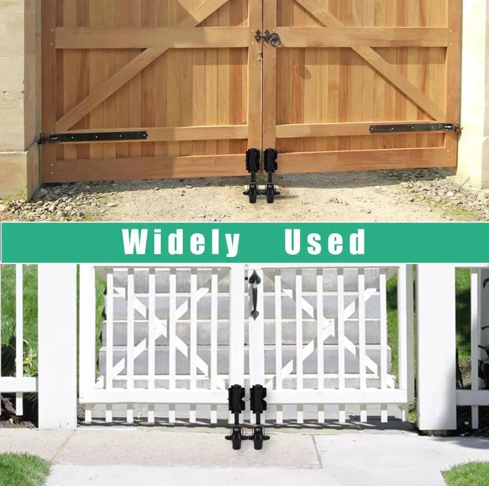 4.3 Inch Heavy Duty Gate Wheel with Spring Loaded Mechanism on wood and PVC garden fences, installed for stable gate support