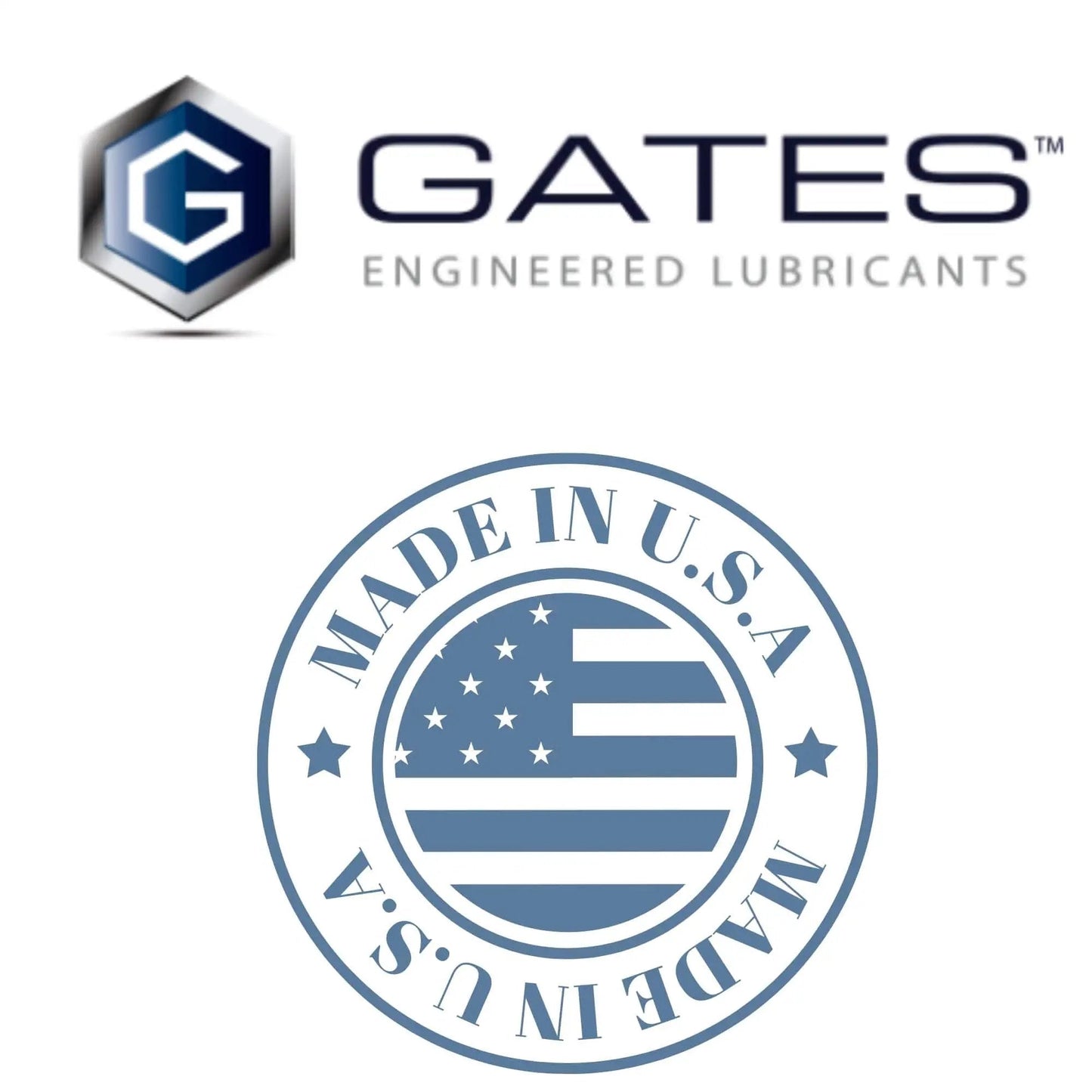 Logo of Gates Engineered Lubricants with 'Made in USA' seal for Trinity Cool XM3 Gates Engineered Lubricants Pro Grade High Performance