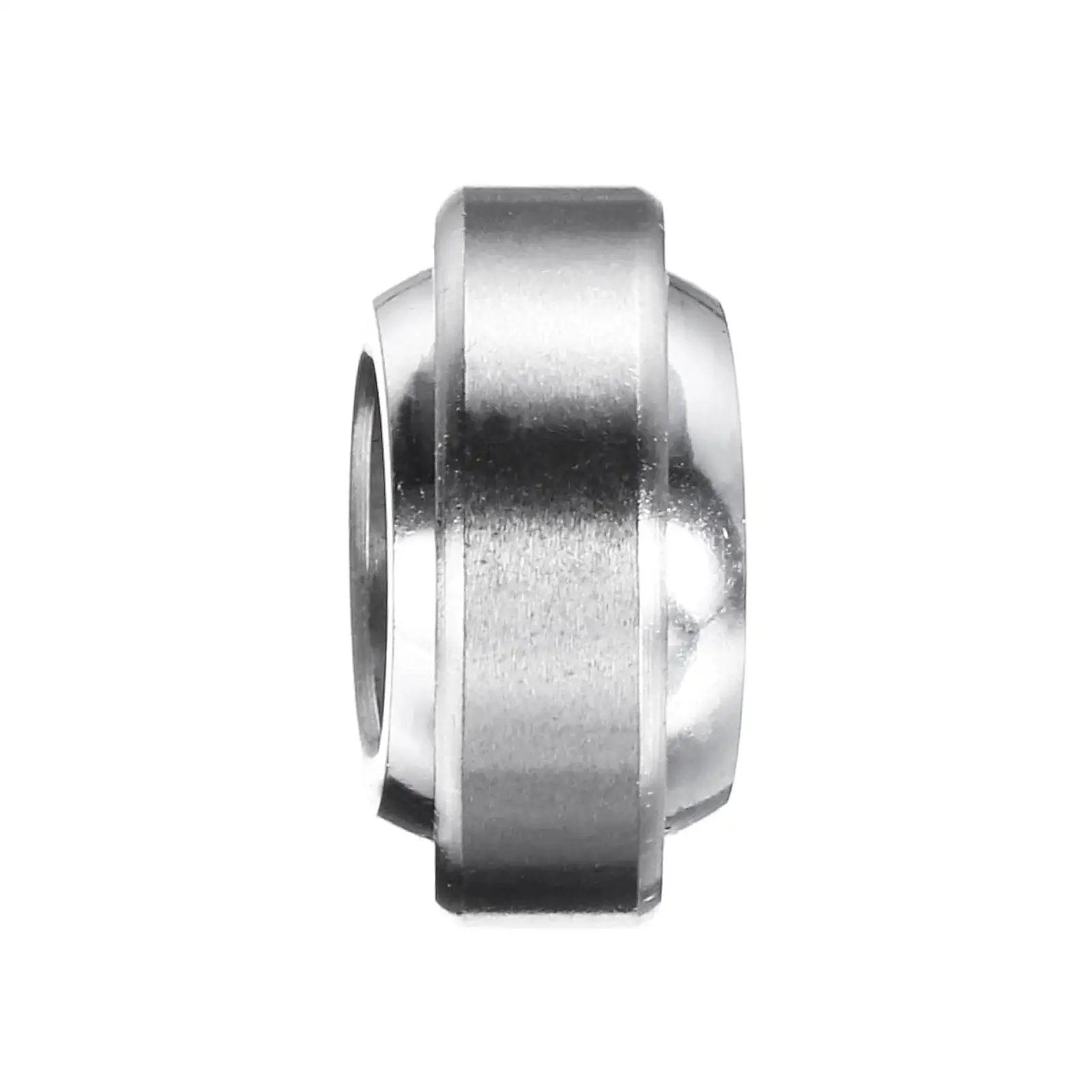 Side view of compact 10x19x6mm spherical bearing pair pre-lubed for low noise ABEC 3 precision, built from GCr15 steel.