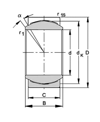 GE12C Maintenance Free Spherical Plain Bearing 12mm Steel - PTFE Composite