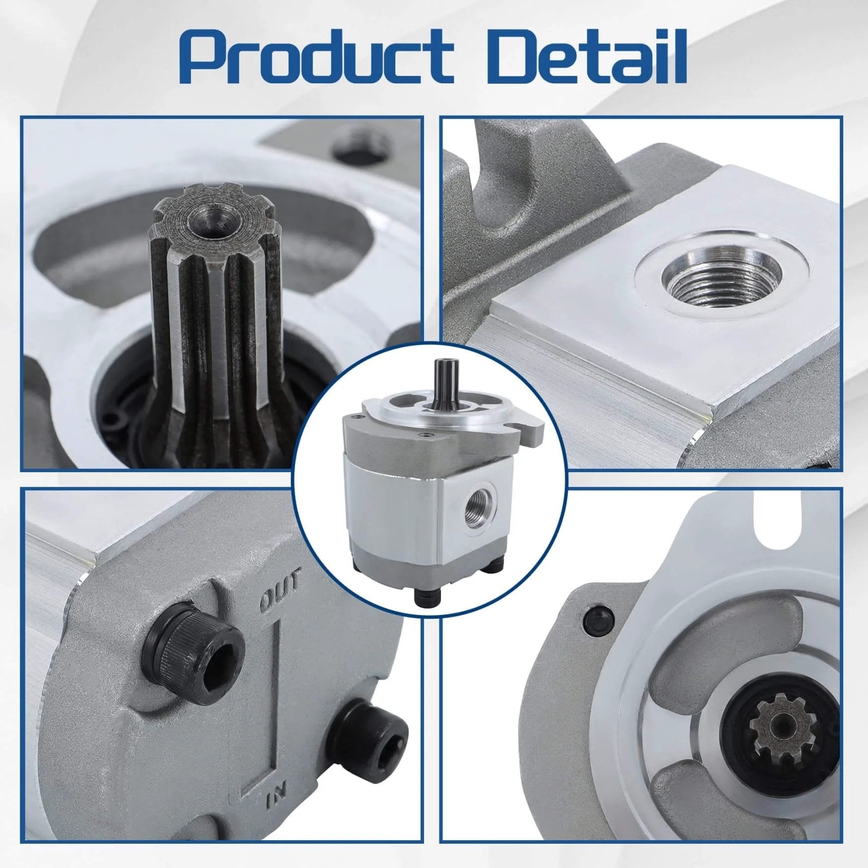 Close-up of WFLNHB 96193GT 96193 Function Pump Hydraulic Gear Pump Replacement for Genie Lift components, detailed view.