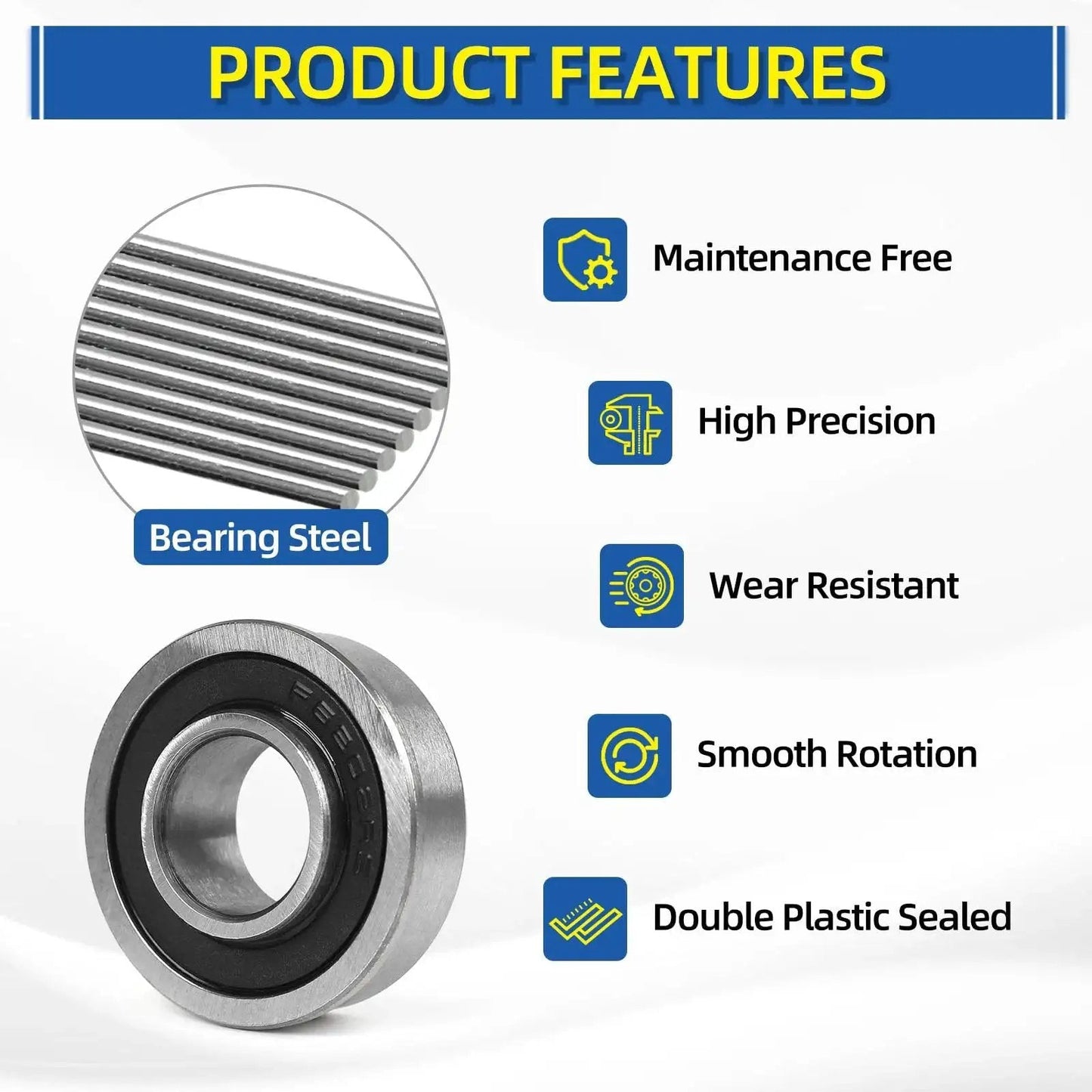Four Pack GICOOL Five Eighth Inch Bore Flanged Deep Groove Ball Bearing 16mm ID 35mm OD 13mm Width Sealed 9Cr18 Steel