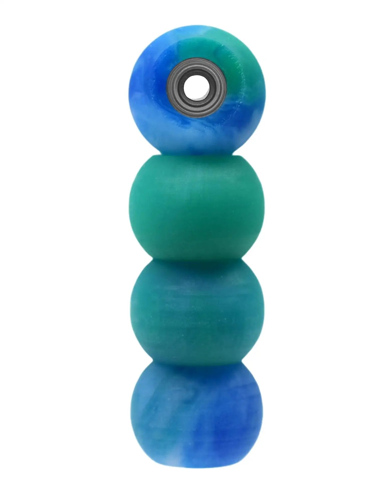 Apex 61D Urethane Fingerboard Wheels Globe Shape Terra Colorway stacked vertically, showing ABEC Nine Stealth Bearings.